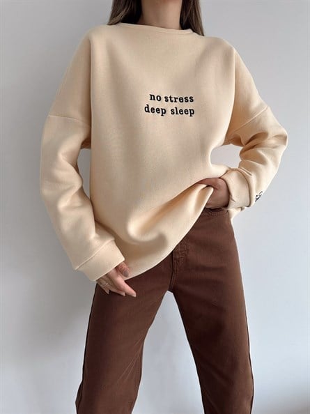 No Stress 3 Yarn Sweatshirt Beige