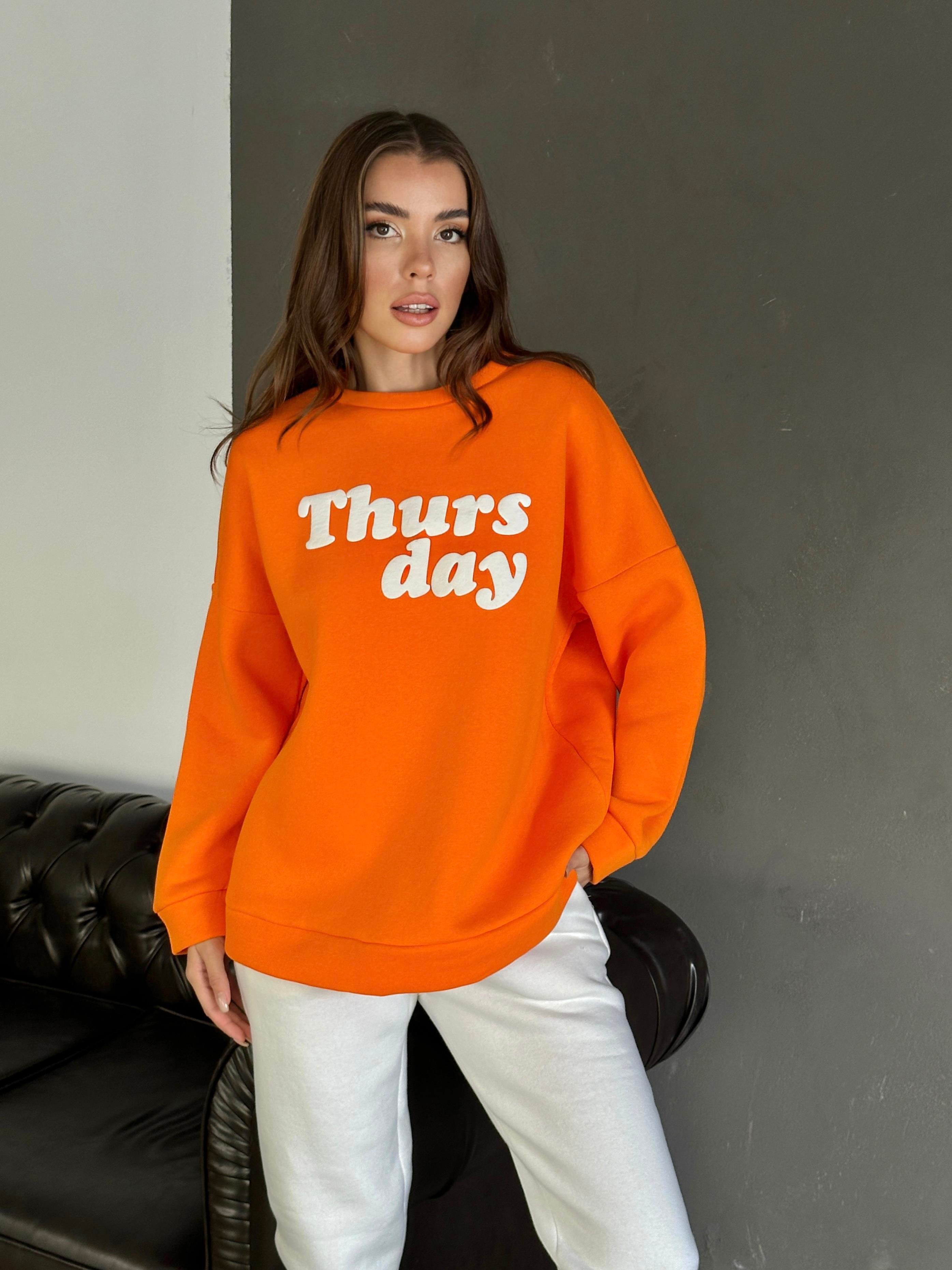 Weekdays 3 İplik Oversize Sweatshirt Turuncu | Mydukkan