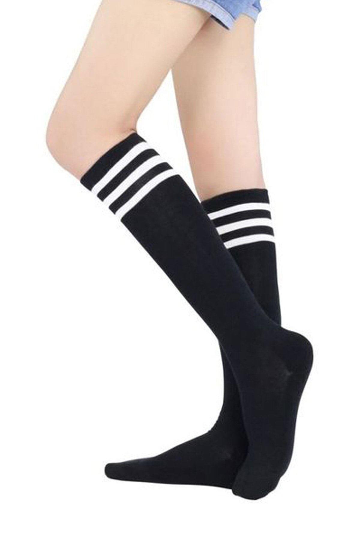 2li Kadın Çizgili Dizaltı Kolej Çorap Pamuklu Rahat Uzun - Hepsine Rakip