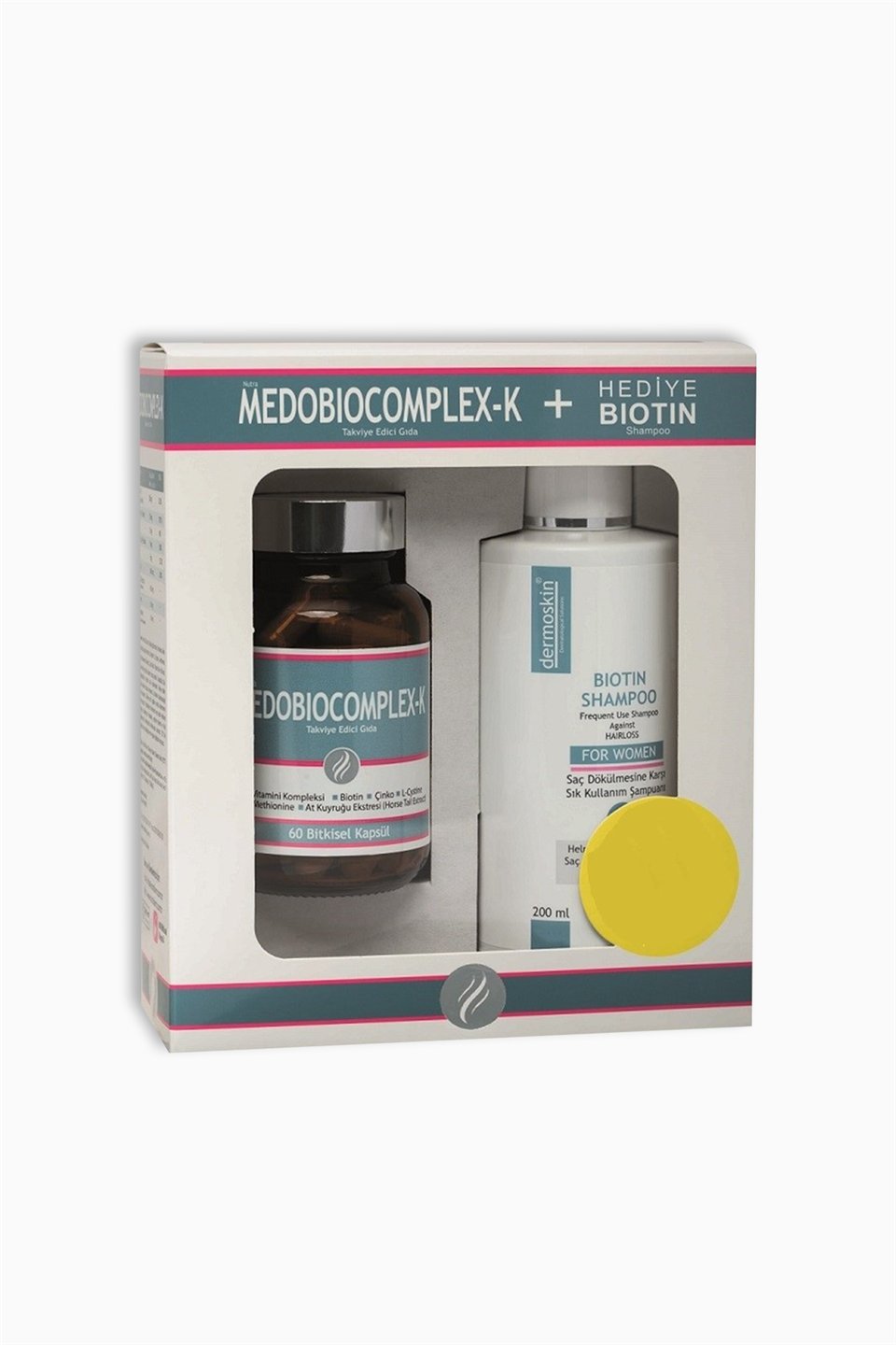 Dermoskin Medobiocomplex-K Kadın 60 Kapsül + Biotin Şampuan 200 ml Fiyatı |  Farmakozmetika