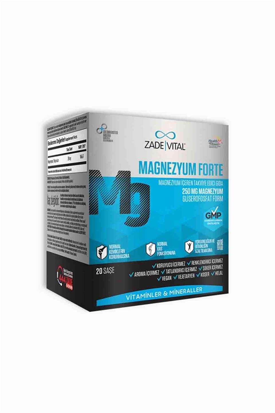 SOD  360g (3g×120包) Zade Vital Magnesium Forte 20 Saşe Fiyatı | Farmakozmetika