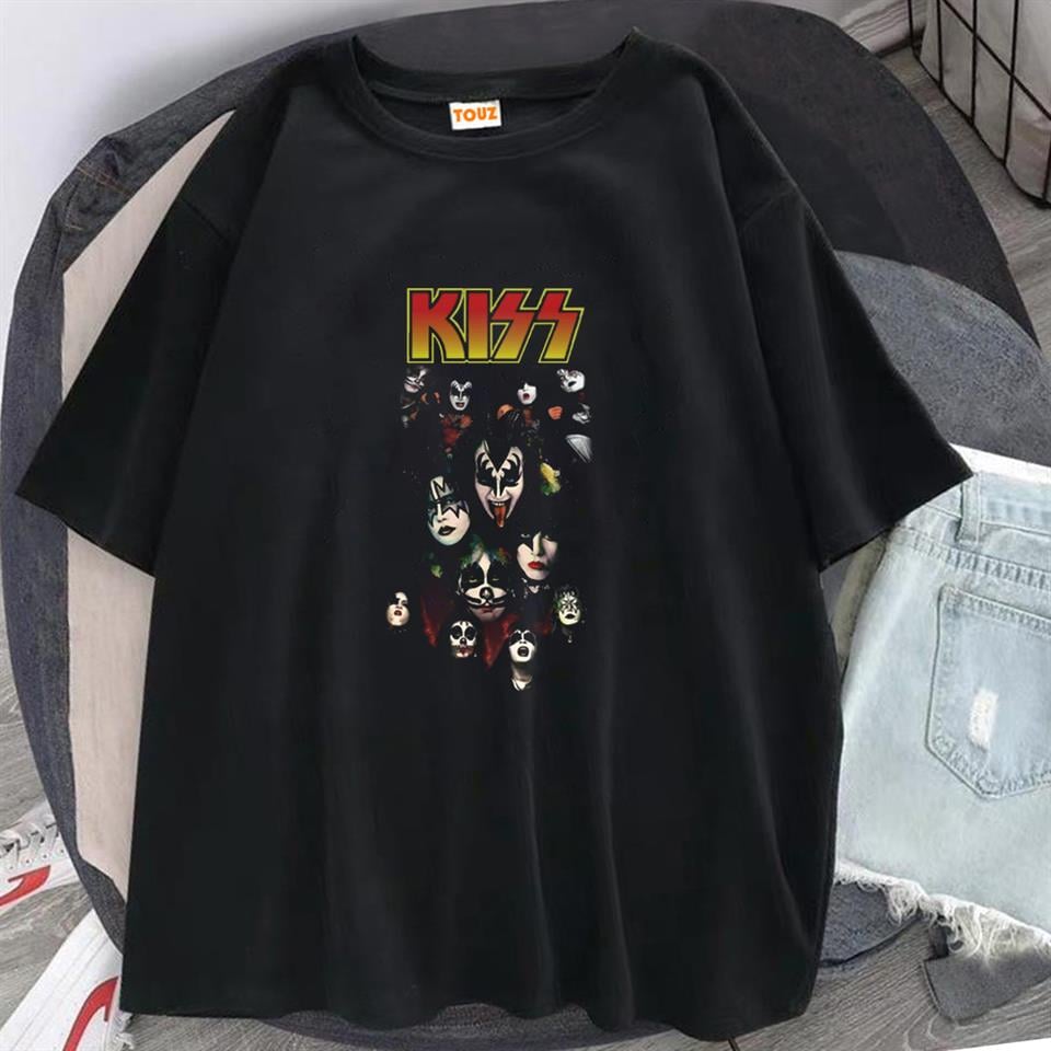 Rock Serisi Kiss Rock Band Siyah Unisex Oversize T-shirt | T-SHİRT