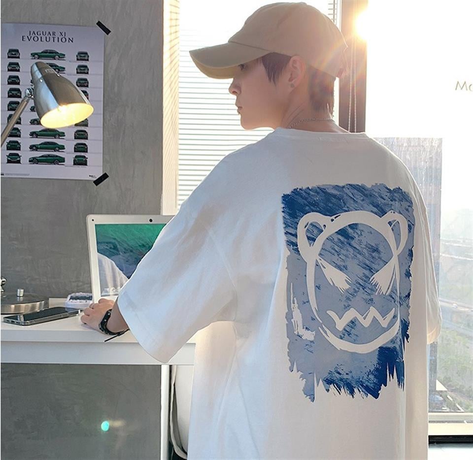 Watercolor Face Sırt Baskılı Beyaz Unisex Oversize T-shirt | T-SHİRT
