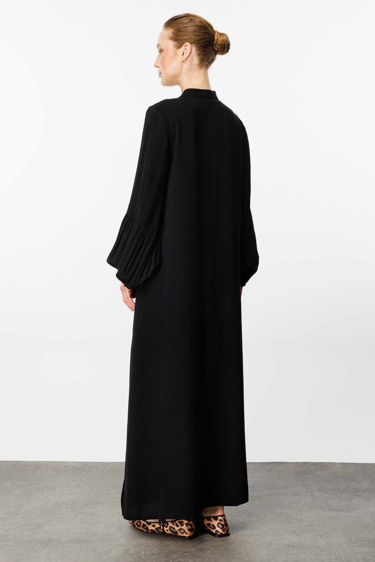 mika ブラック38 İnci ve Kolu Pilise Detaylı Zor Kırışan Nefes Alan Özel Dokuma Tam