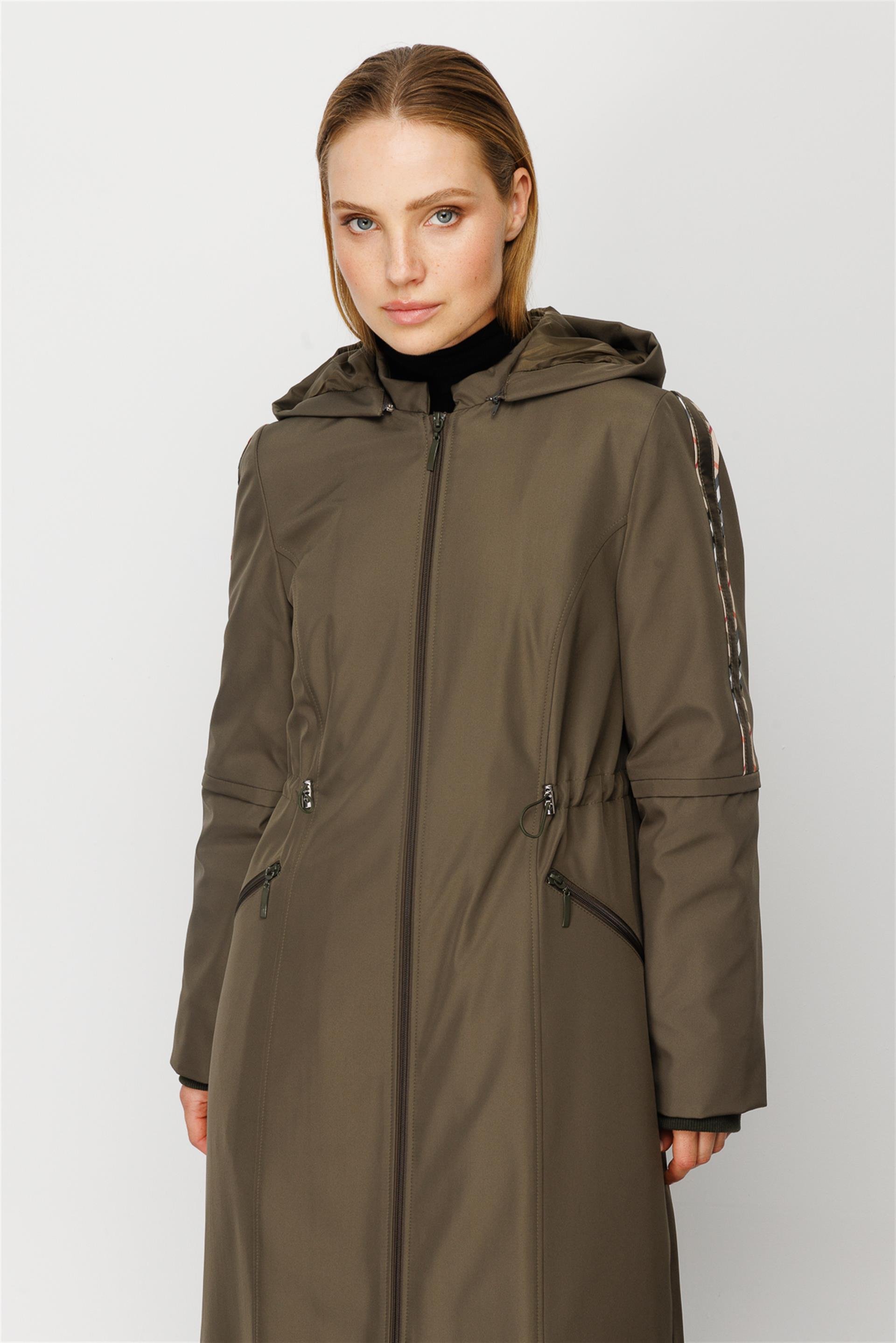 Venus Elit Garni Detaylı Tam Dolgulu Spor Manto Kaban-Haki 232544M