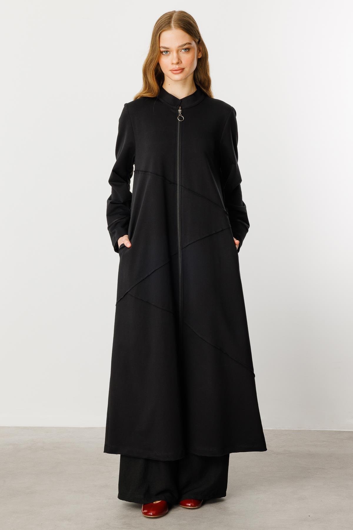 XZ Pamuk Karışımlı Örme Spor Kap/ Ferace-Siyah 251588M KAP-01 YENİ