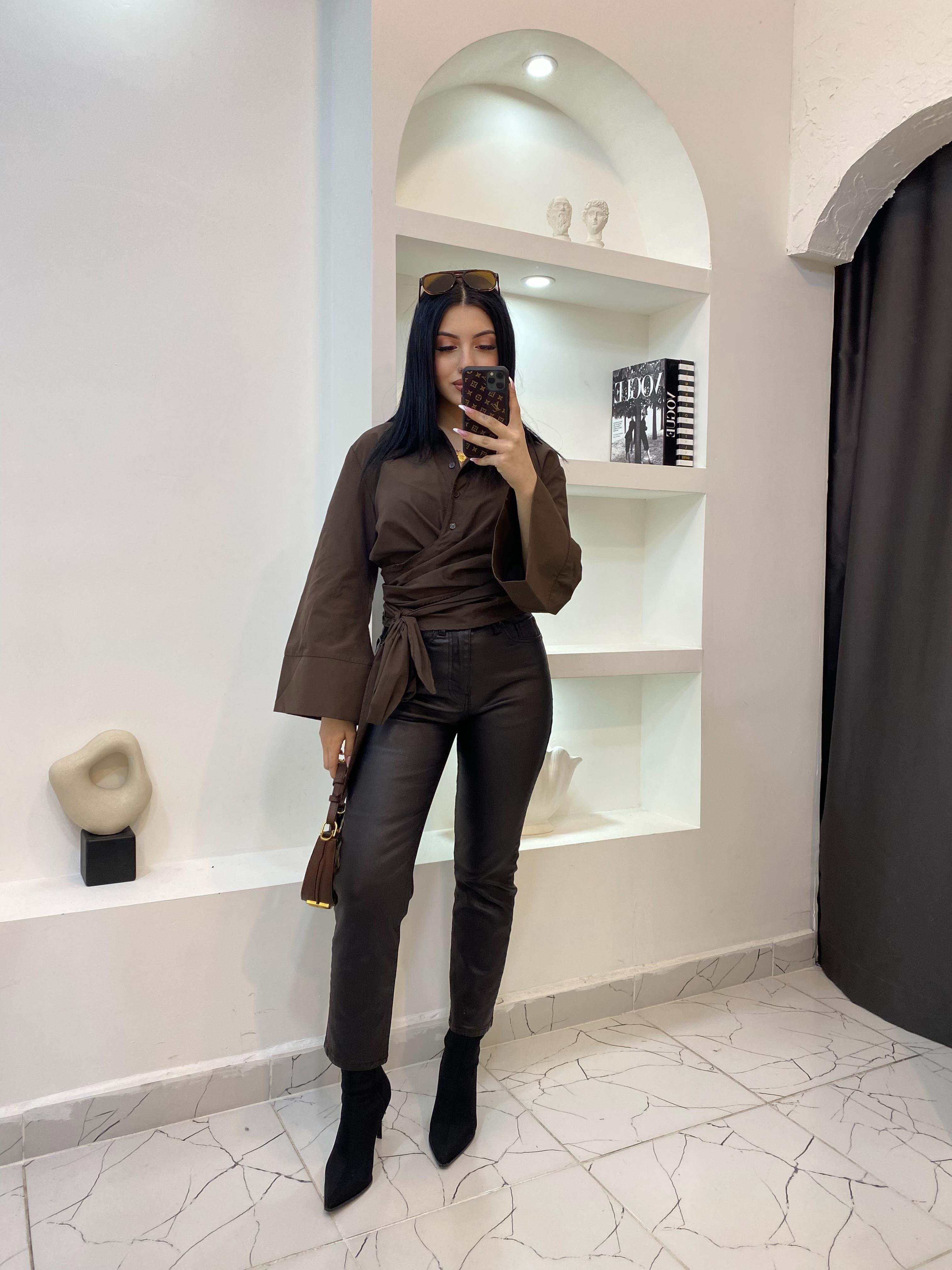 Acı Kahve Premium Kalite Bağlamalı Model Gömlek 
