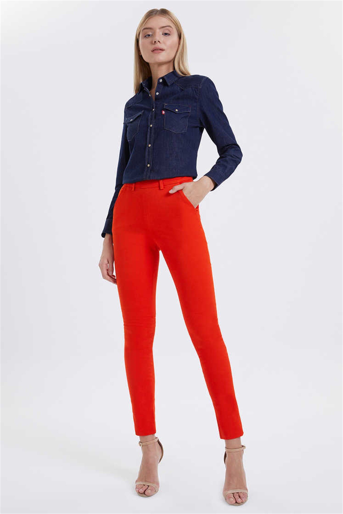 Dawn Kadın Slim Fit Pantolon Kırmızı | Lee Cooper