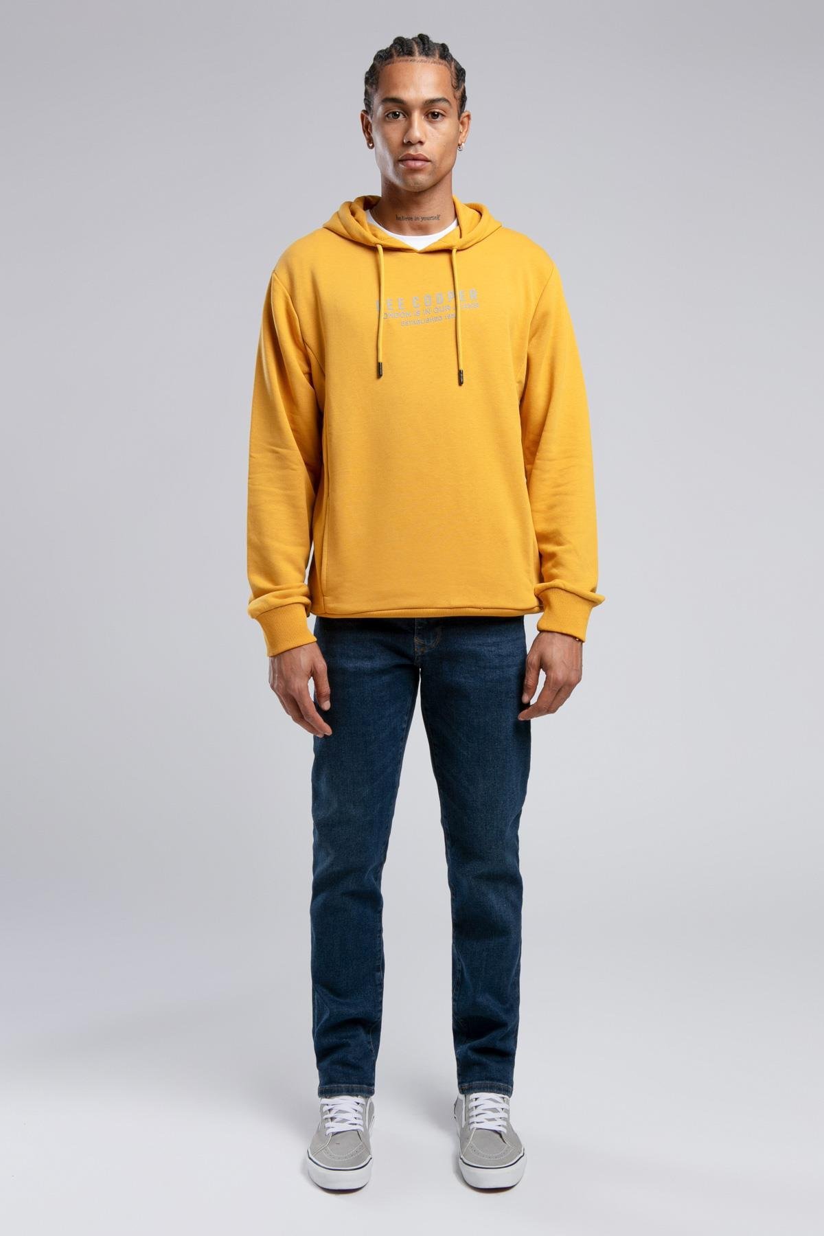 Faust Erkek Kapüşonlu Sweatshirt Hardal - Lee Cooper Türkiye