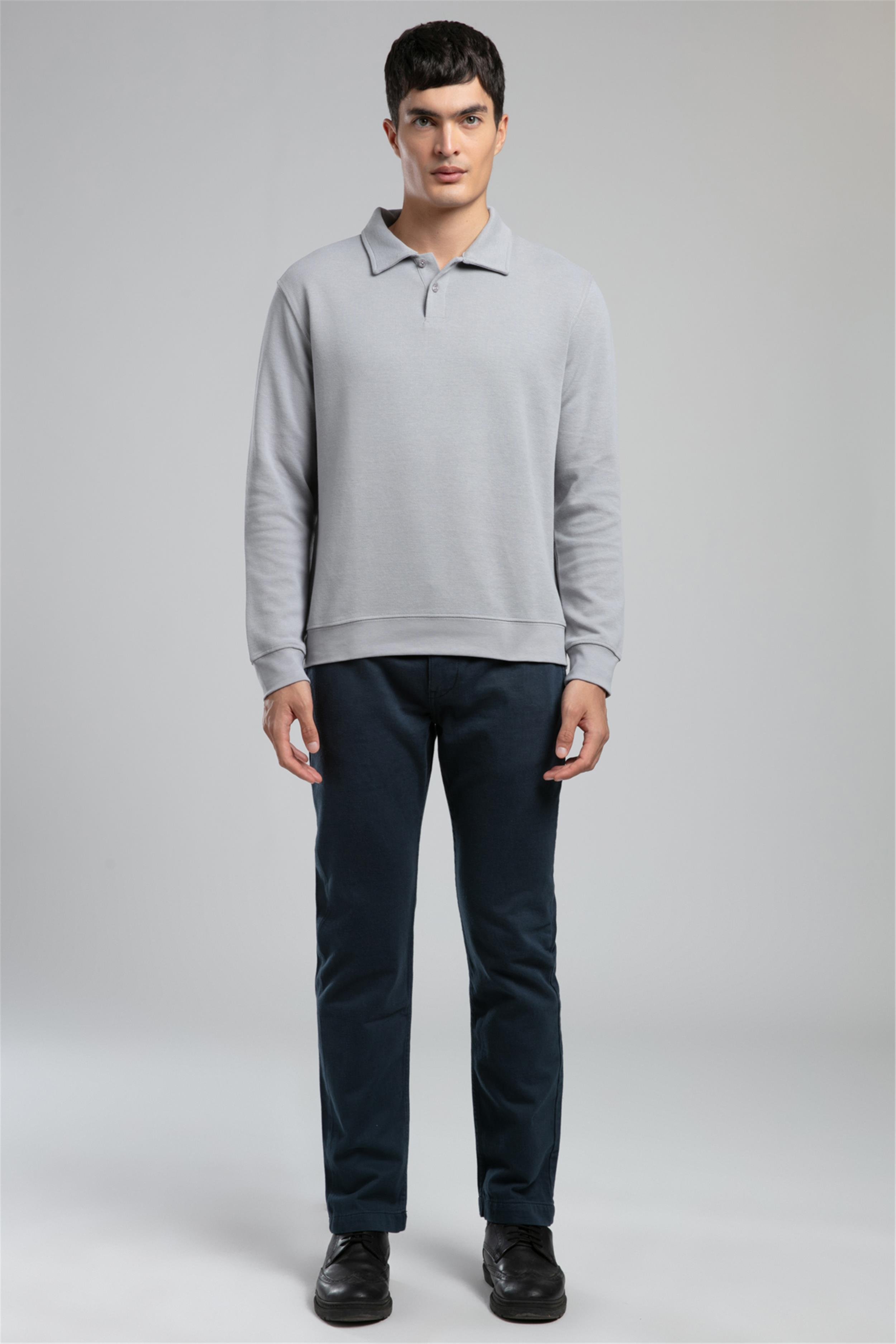 Gale Erkek Polo Yaka Sweatshirt Gri - Lee Cooper Türkiye