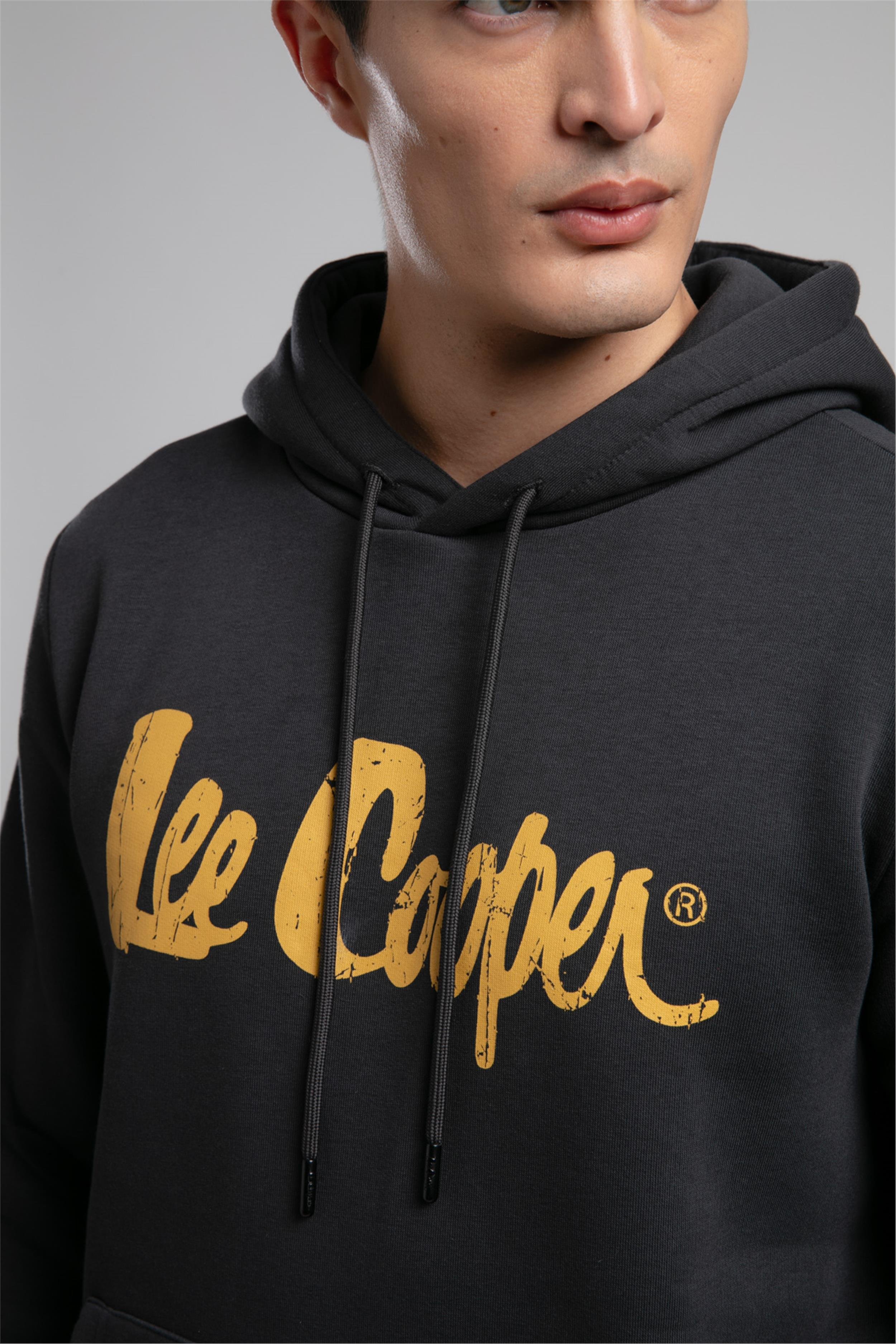 Greg Erkek Kapüşonlu Sweatshirt Gri - Lee Cooper Türkiye