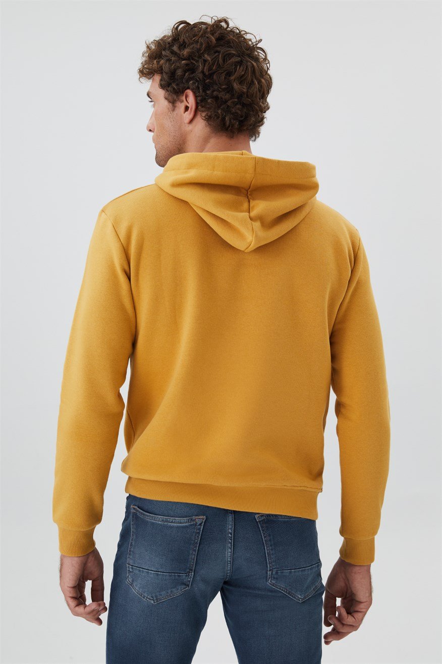 Gregory Erkek Kapüşonlu Sweatshirt Hardal - Lee Cooper Türkiye