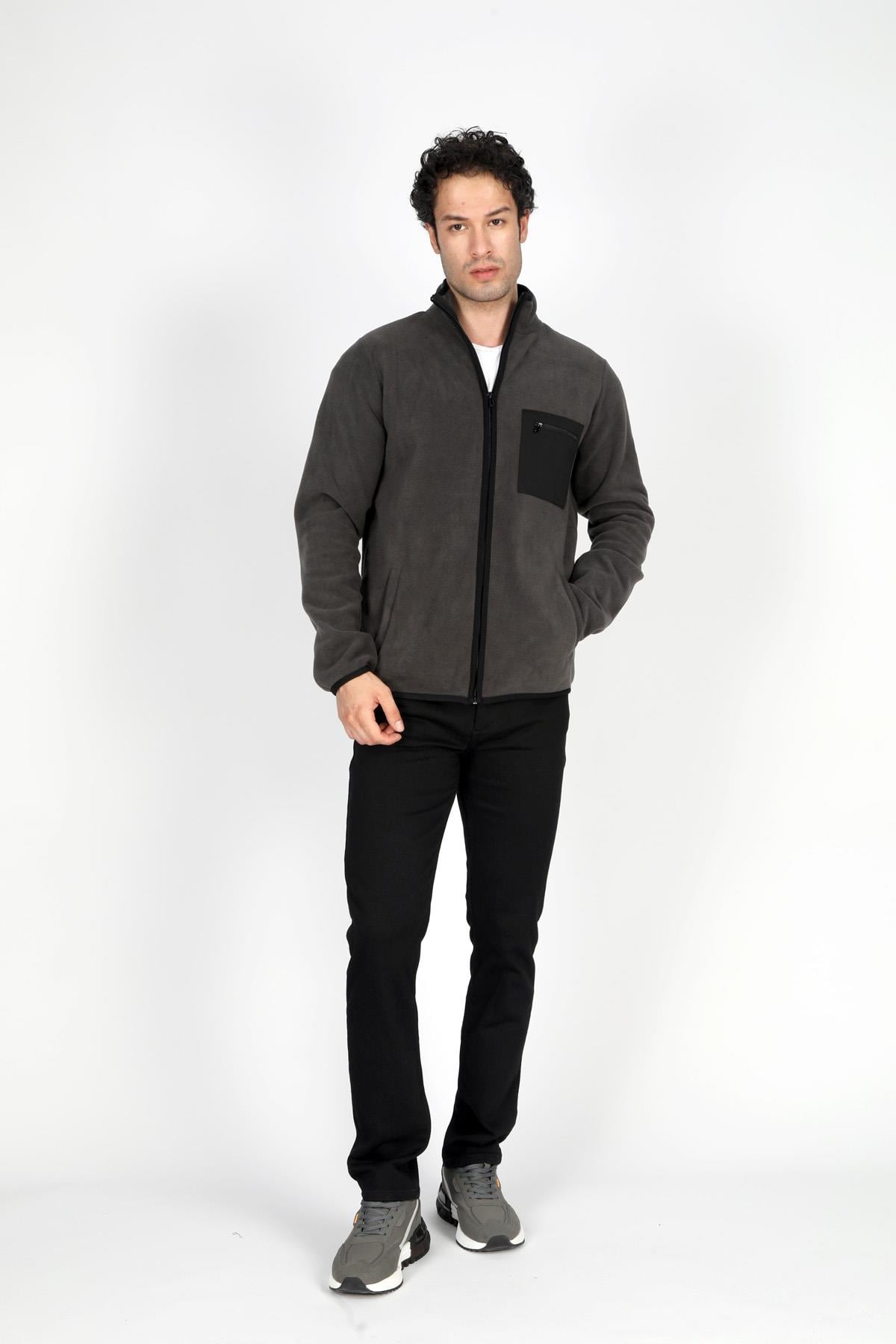 Hector Erkek Dik Yaka Fermuarlı Sweatshirt Antrasit - Lee Cooper