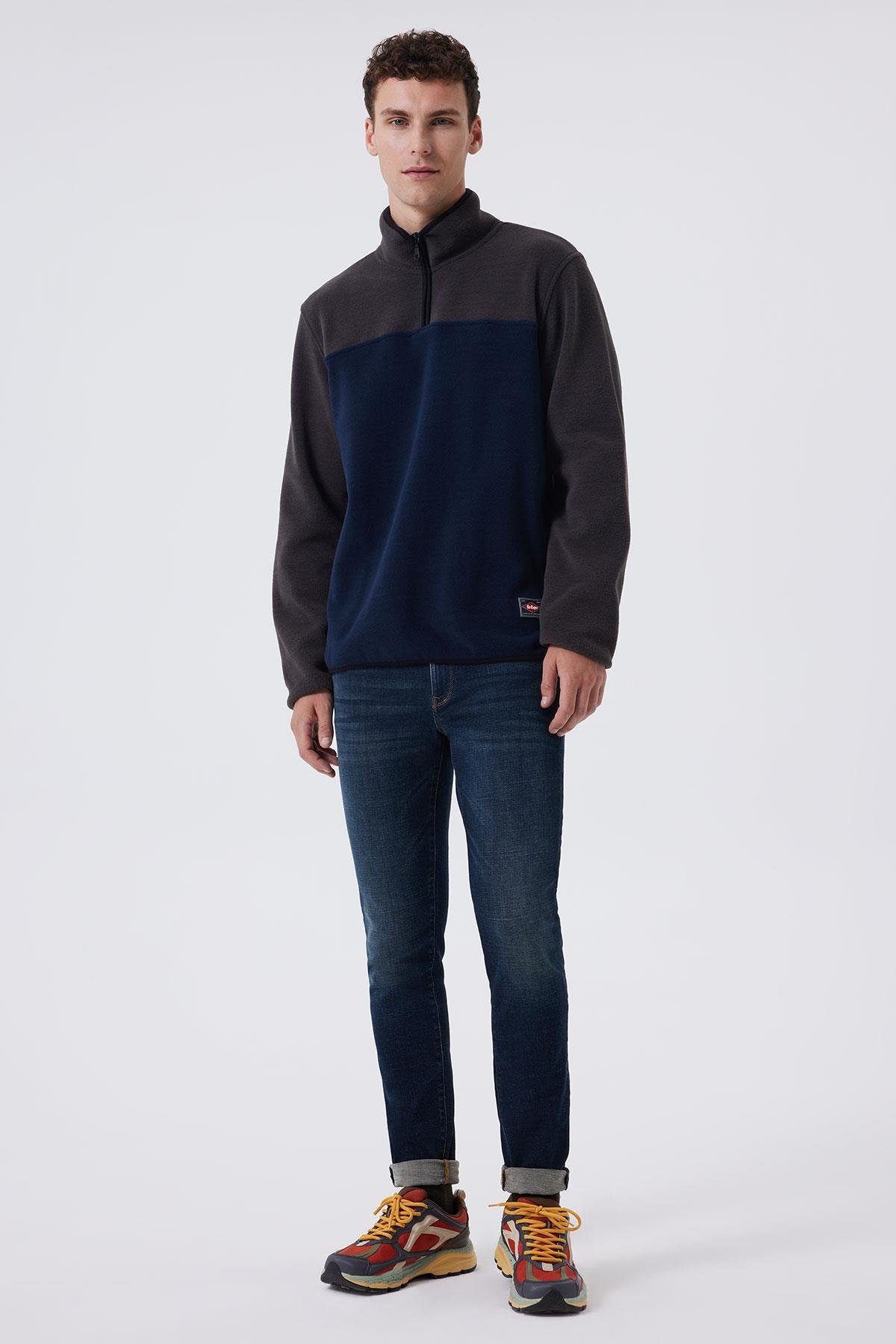 Jeff Normal Bel Dar Kesim Çok Dar Paça Mavi Erkek Jean Pantolon