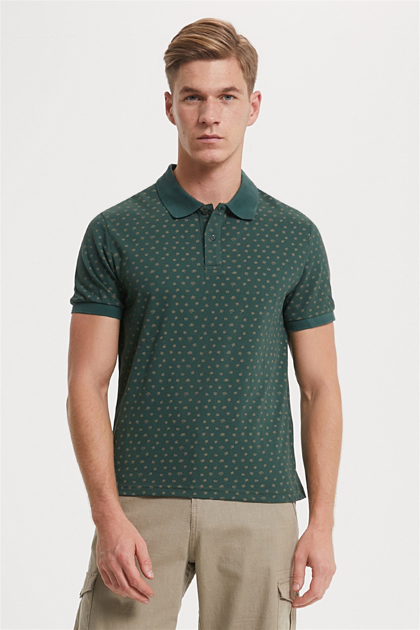 Nature Erkek Baskılı Polo Yaka T-Shirt Koyu Yeşil | Lee Cooper