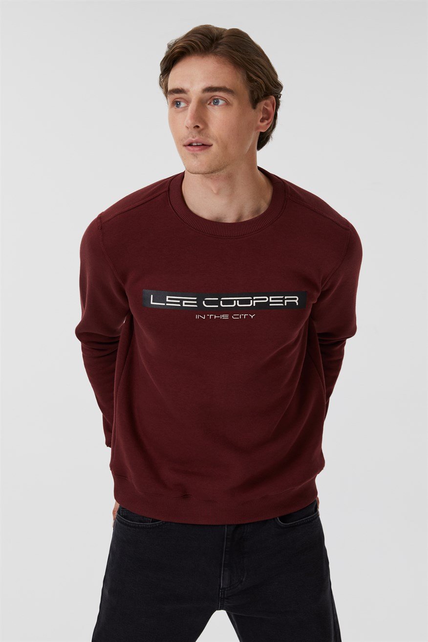 Rex Erkek Bisiklet Yaka Sweatshirt Mürdüm - Lee Cooper Türkiye