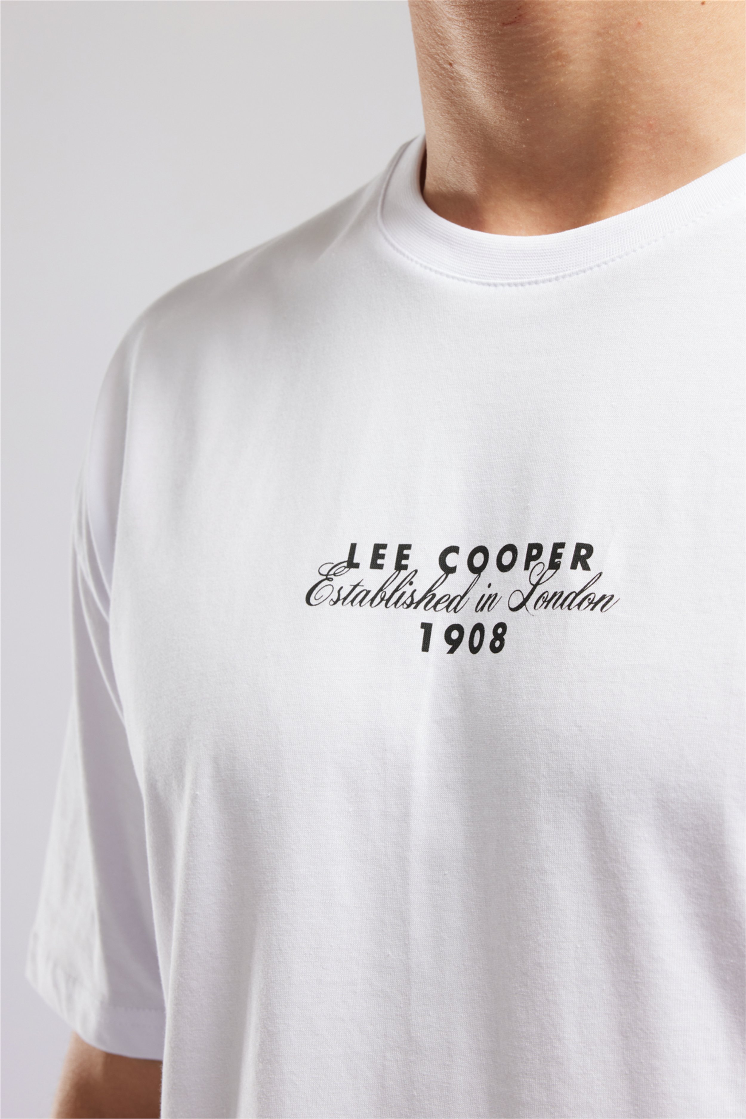 ULRIC Erkek Loose %100 Pamuk Baskılı Bisiklet Yaka T-Shirt Beyaz