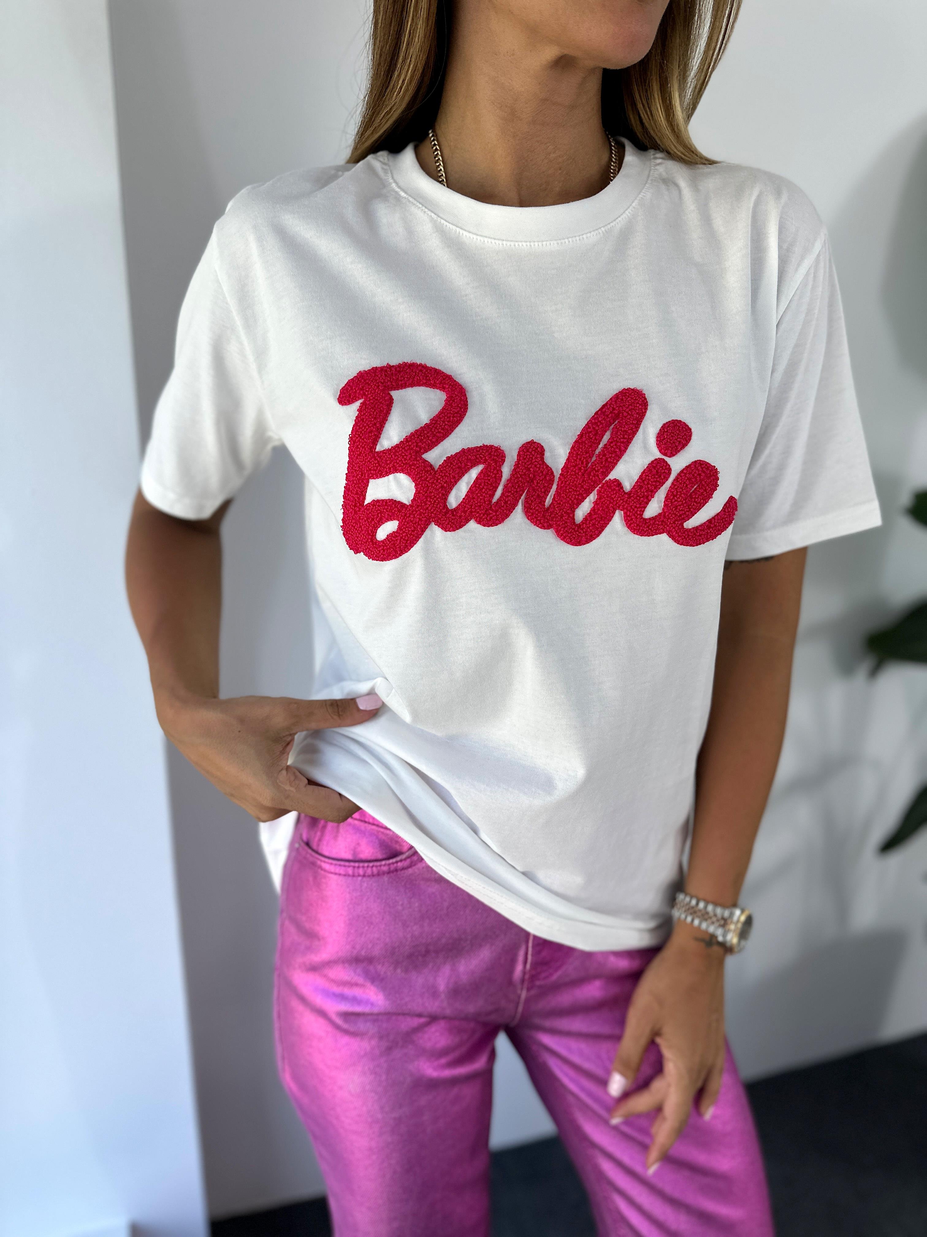 Kadın Marka Model Barbie Tasarım Beyaz Tişört