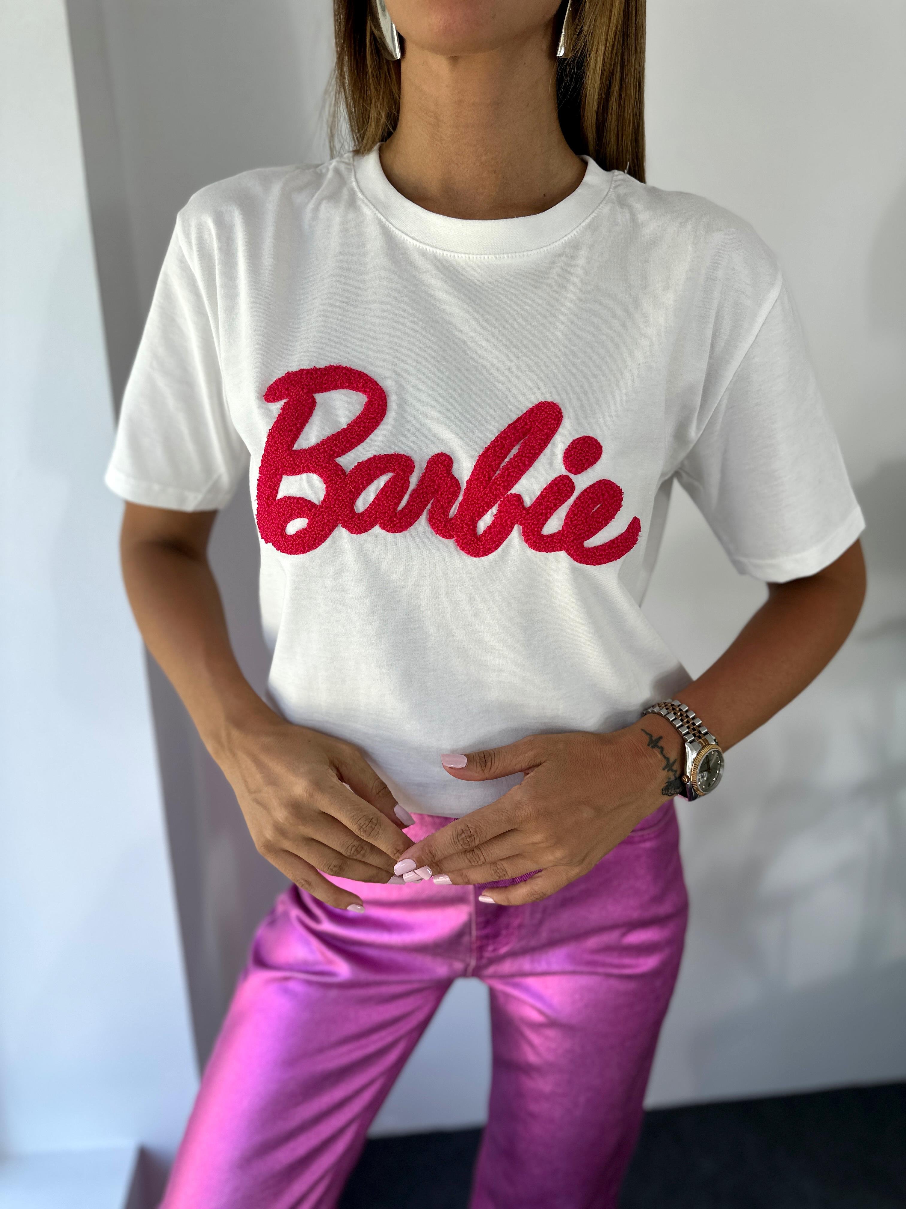 Kadın Marka Model Barbie Tasarım Beyaz Tişört