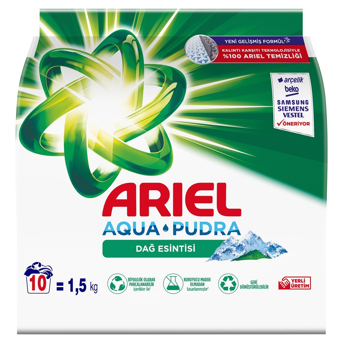 Ariel Dağ Esintisi 1,5 Kg AquaPudra Toz Çamaşır Deterjanı