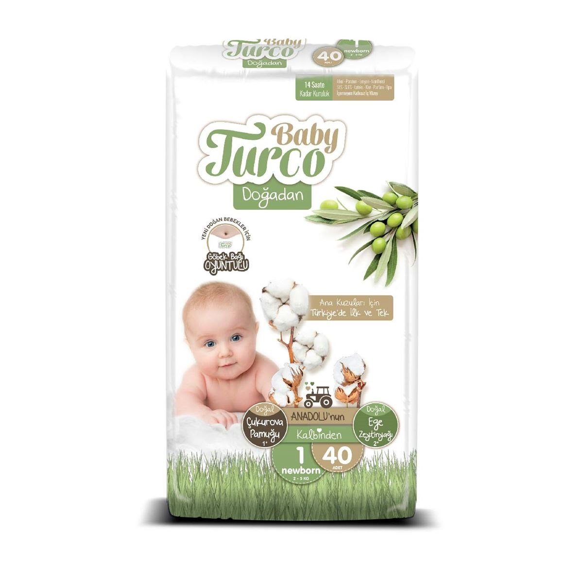 Baby Turco Doğadan Bebek Bezi 1 Numara Newborn 40 Adet - Kampanya, İndirim