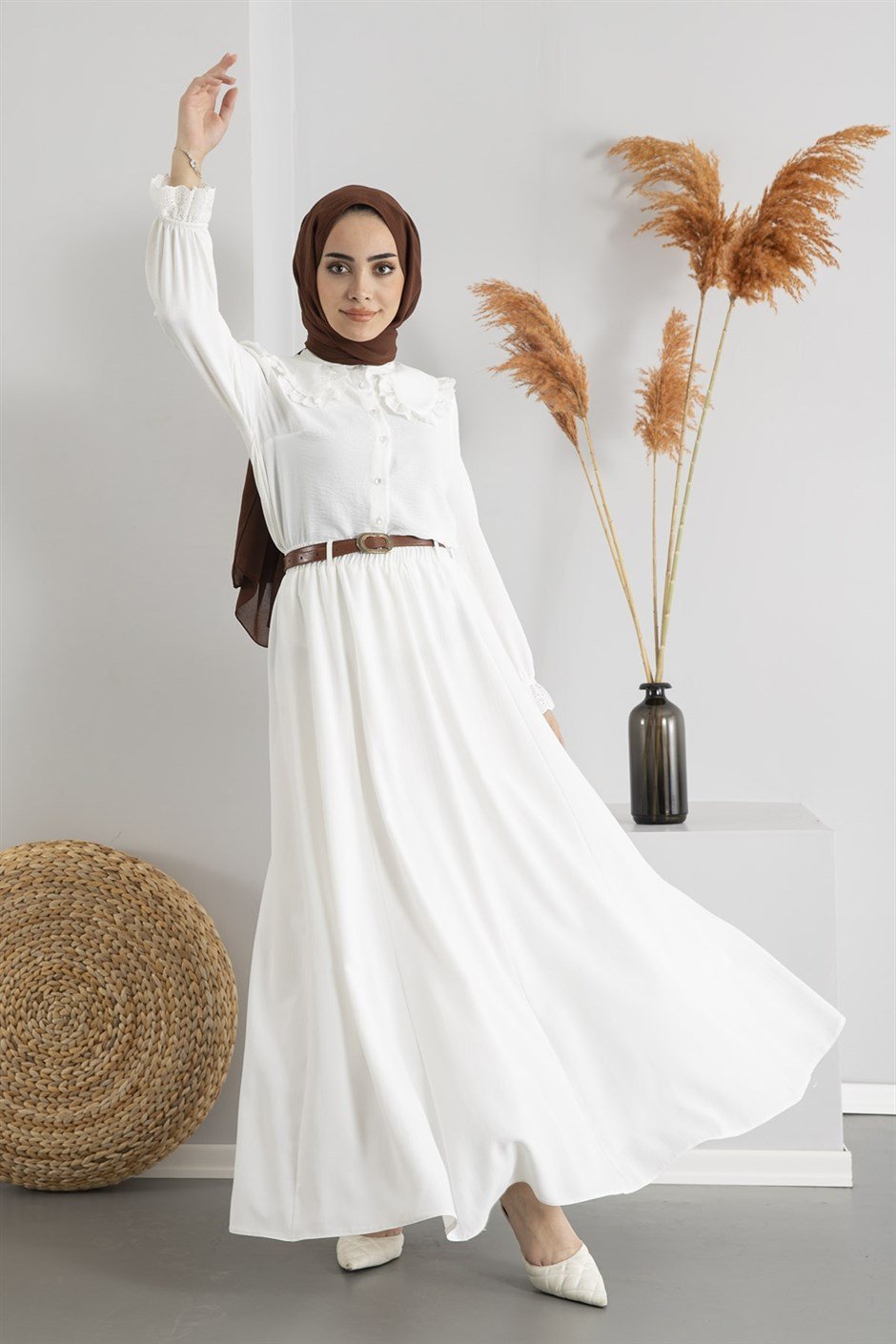 Ayrobin Modaala Etek Beyaz - Moda Ala