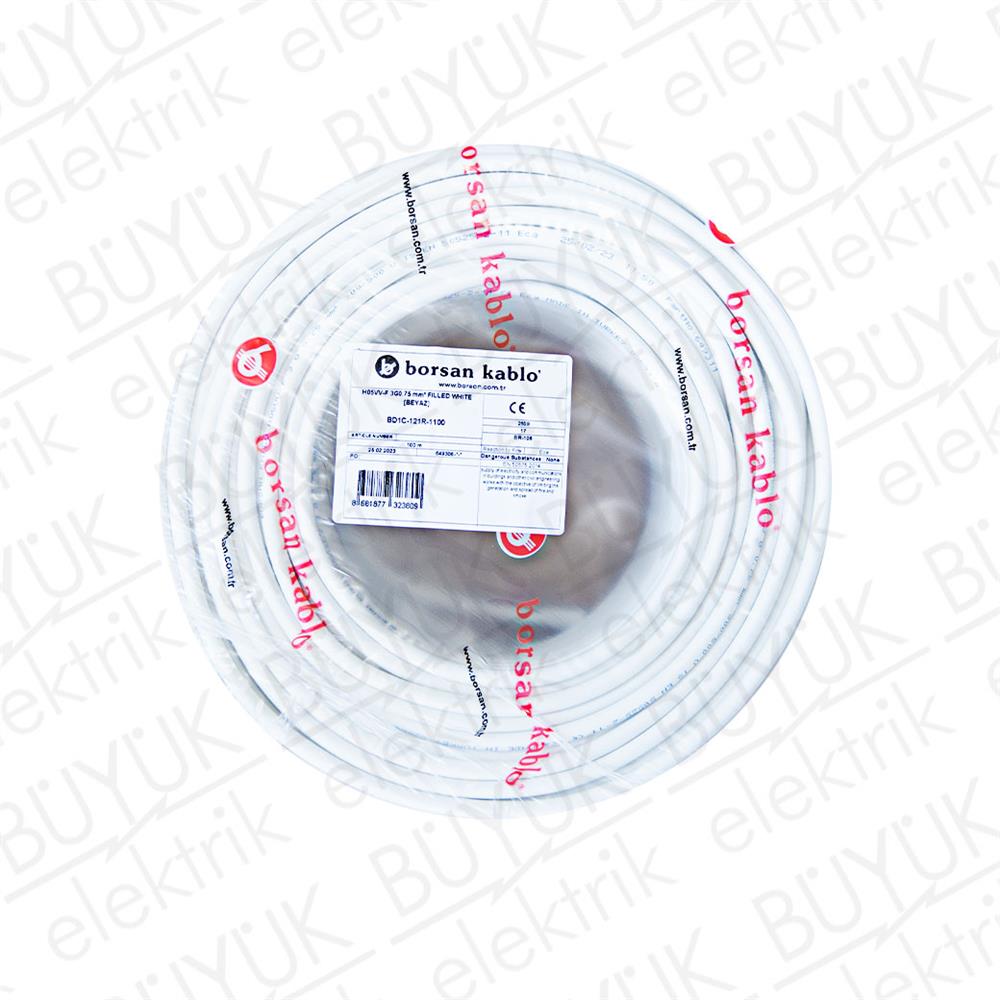 3-0,75mm TTR KABLO BEYAZ DOLGULU buyukelektromarket.com BORSAN