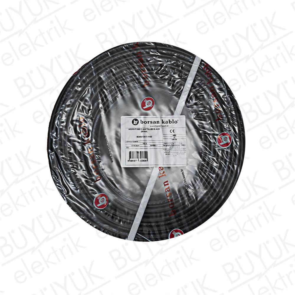 3-0,75mm TTR KABLO SİYAH DOLGULU buyukelektromarket.com BORSAN