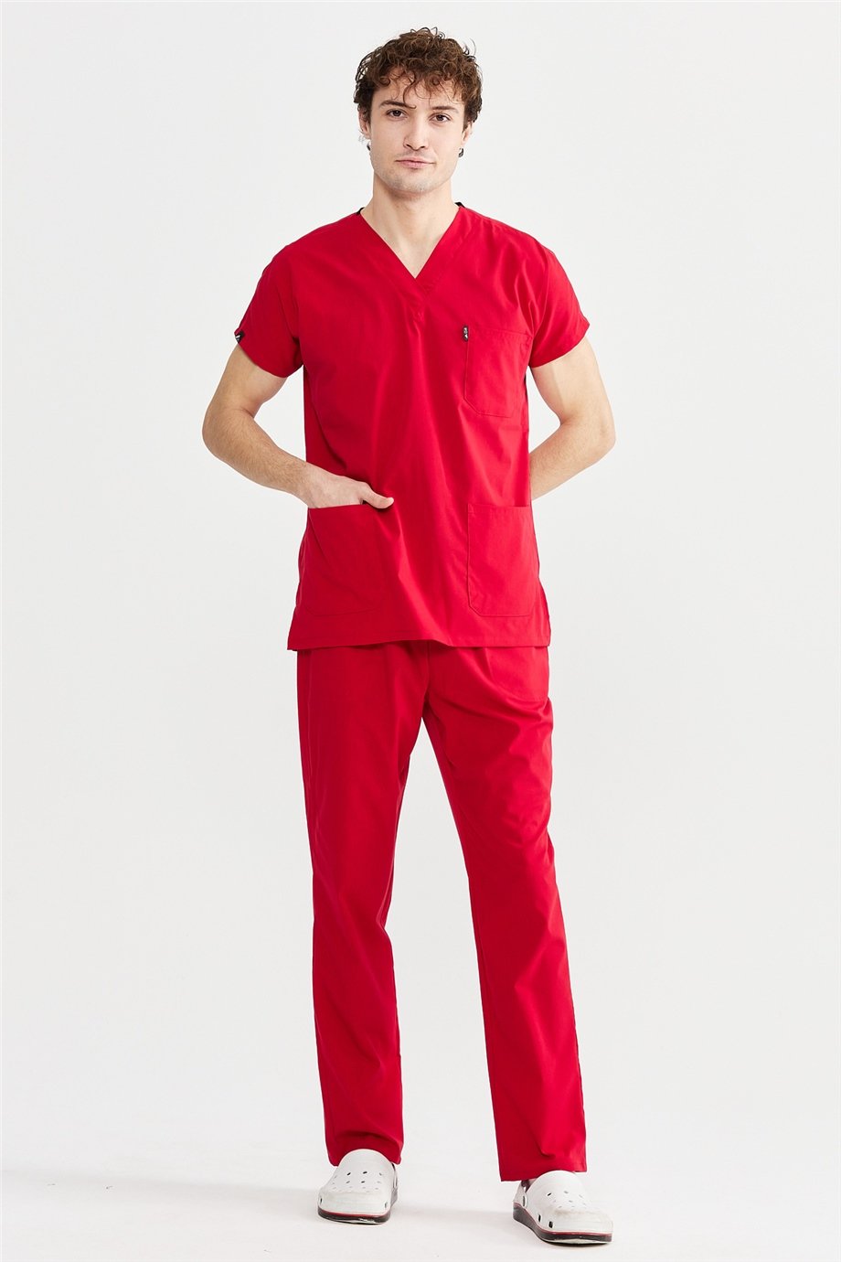 UltraLycra Basic - Likralı Doktor Hemşire Forma Takımı (UNISEX), Kırmızı