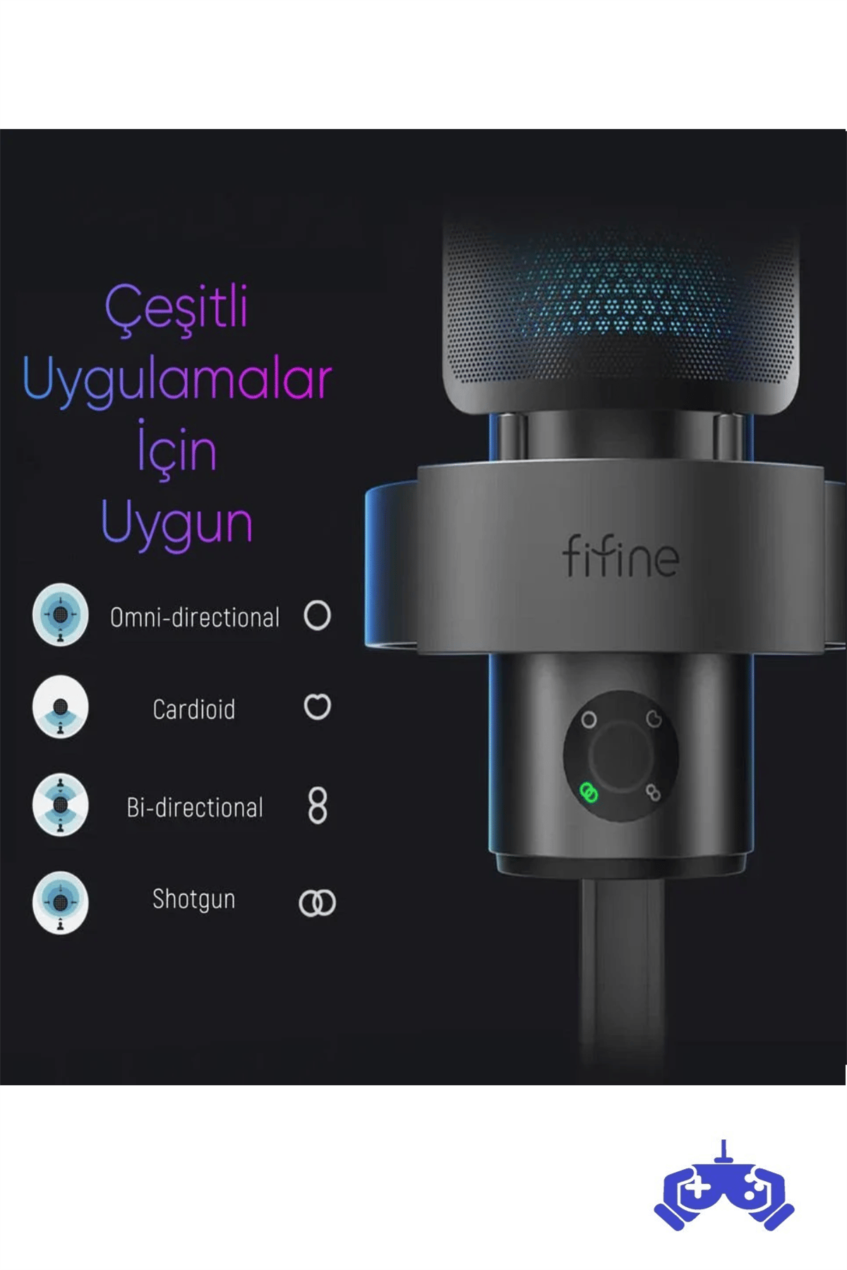 Fifine Ampligame A9 RGB USB Bilgisayar Mikrofonu
