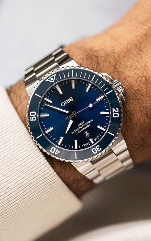 Oris Aquis 01 733 7789用シルバーベルト 23mm Oris 01 733 7789 4135-07 8 23 04PEB Aquis Date Erkek Kol Saati