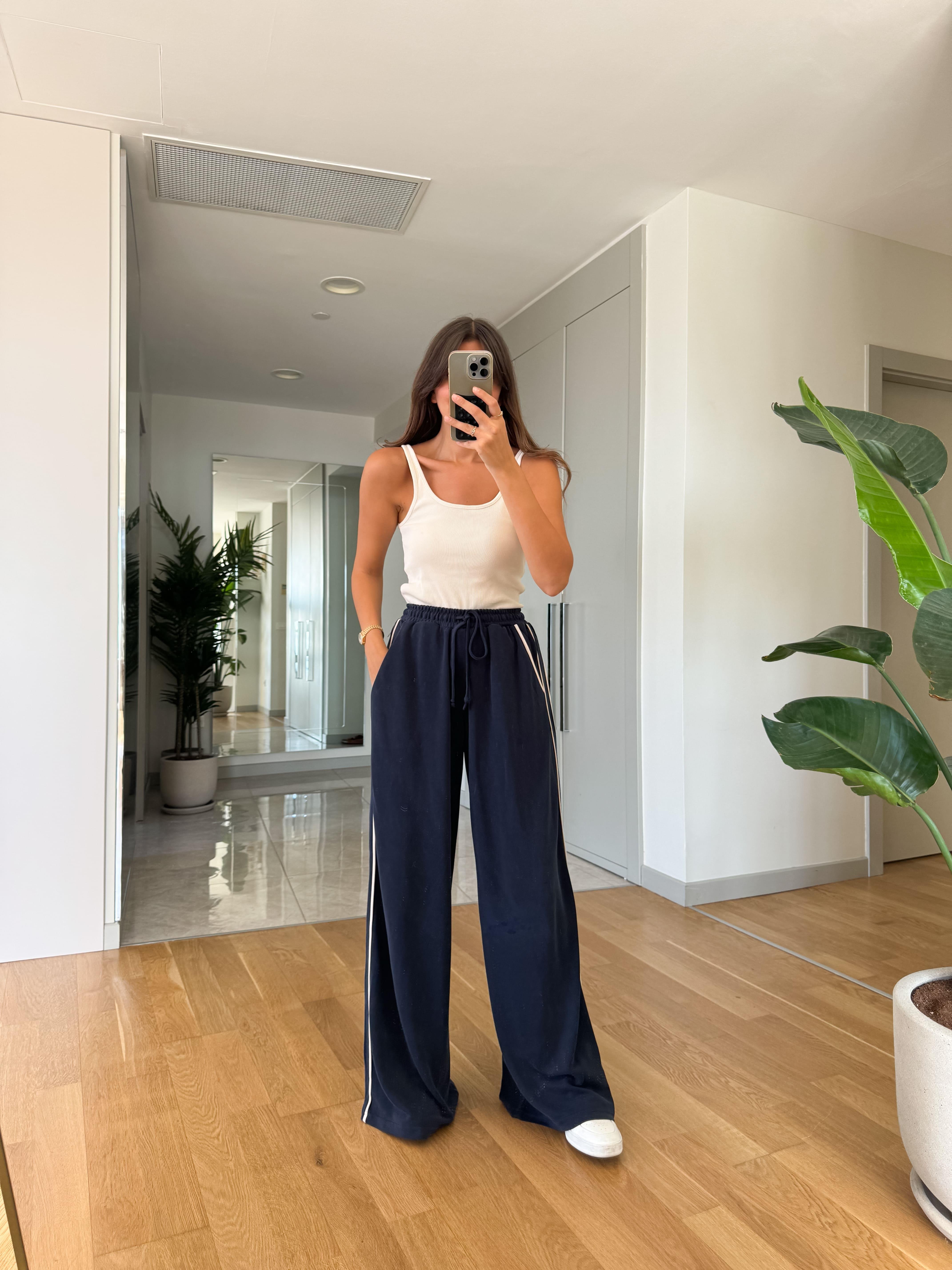 Liam Yandan Şeritli Modal Eşofman Altı- Lacivert | Butik Merve Aksoy