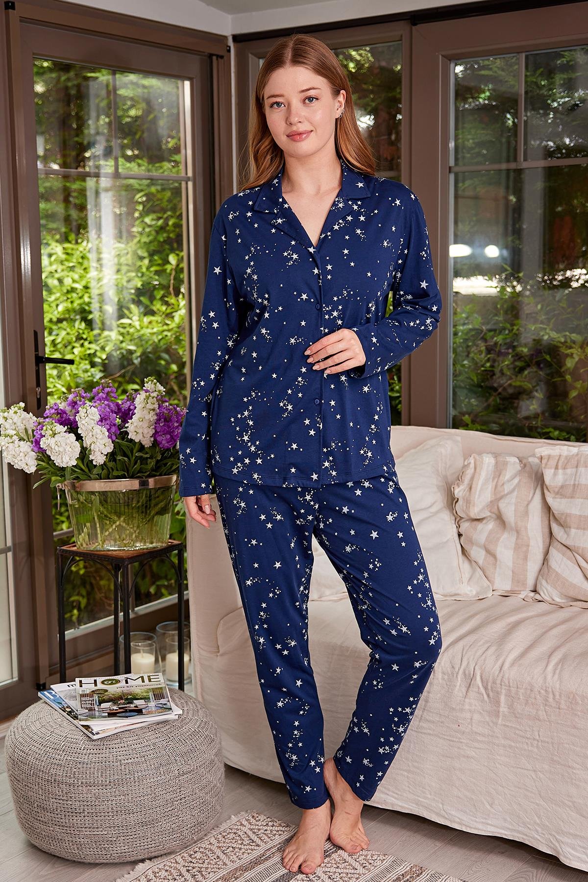 ZEYLAND Kadın Gömlek Yaka Düğmeli Pijama Takımı