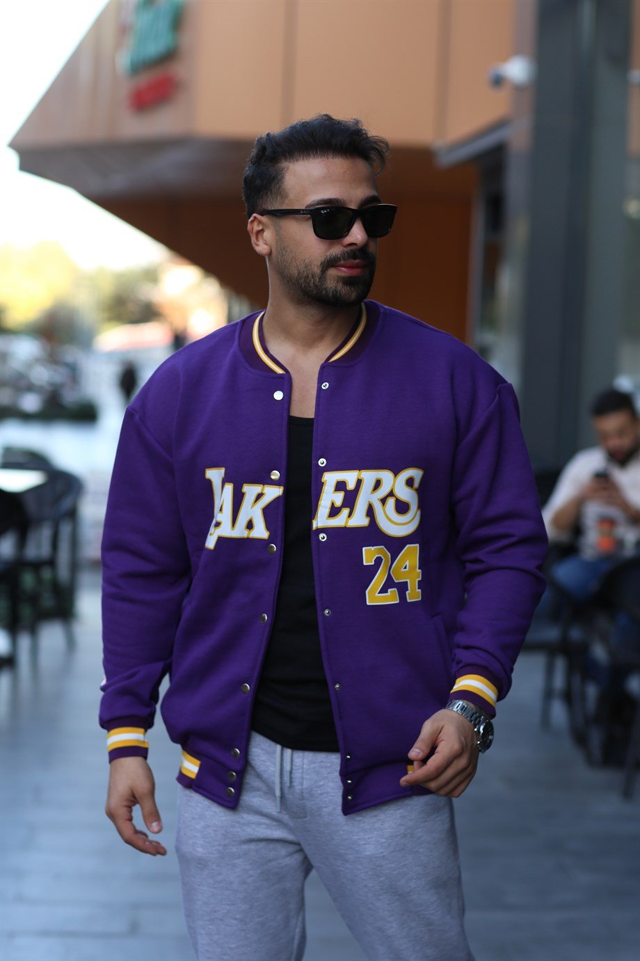 Mor 24 LAKERS Baskılı Kolej Ceket /MAĞAZA - Sc Sarvin