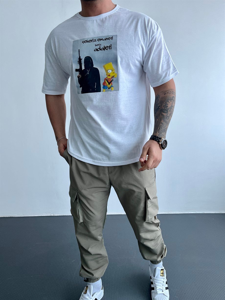 Beyaz Adalet Bask l Oversize Tshirt