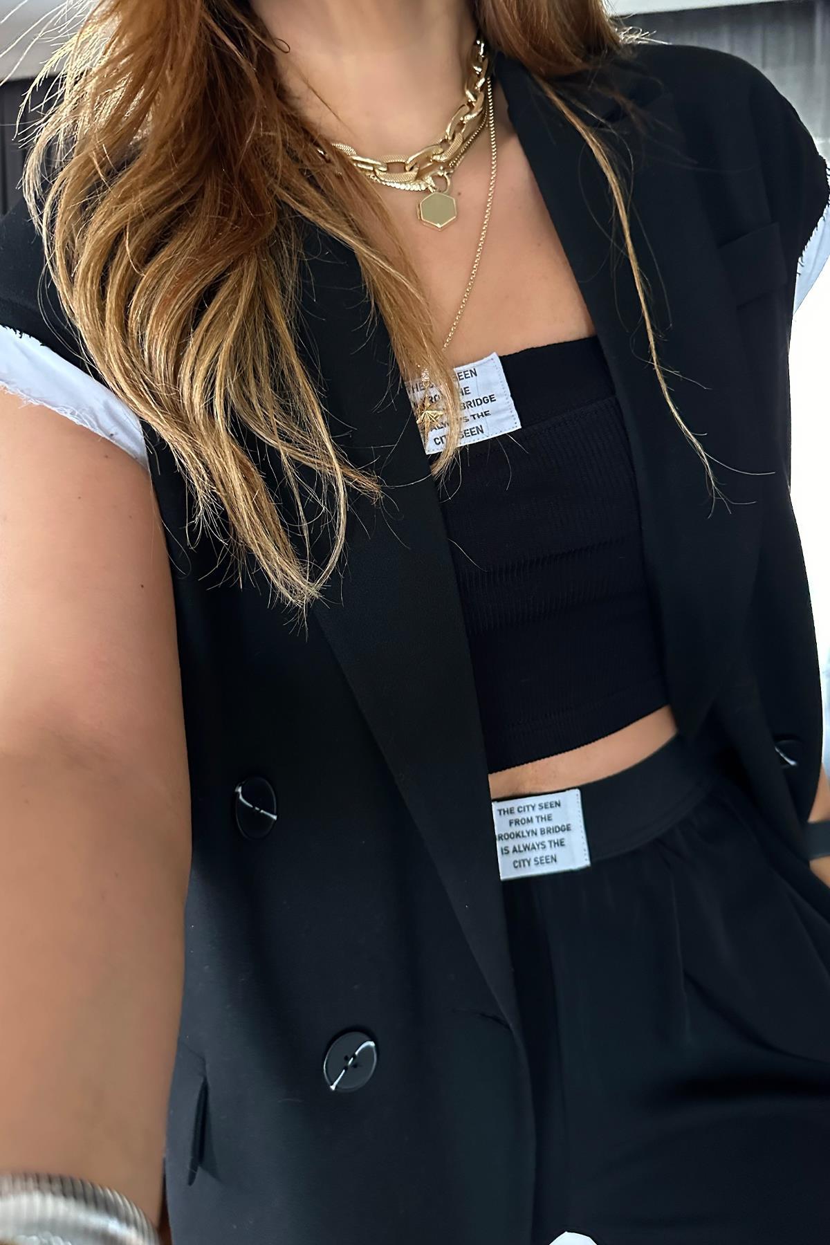 Oversized Blazer Vest Black