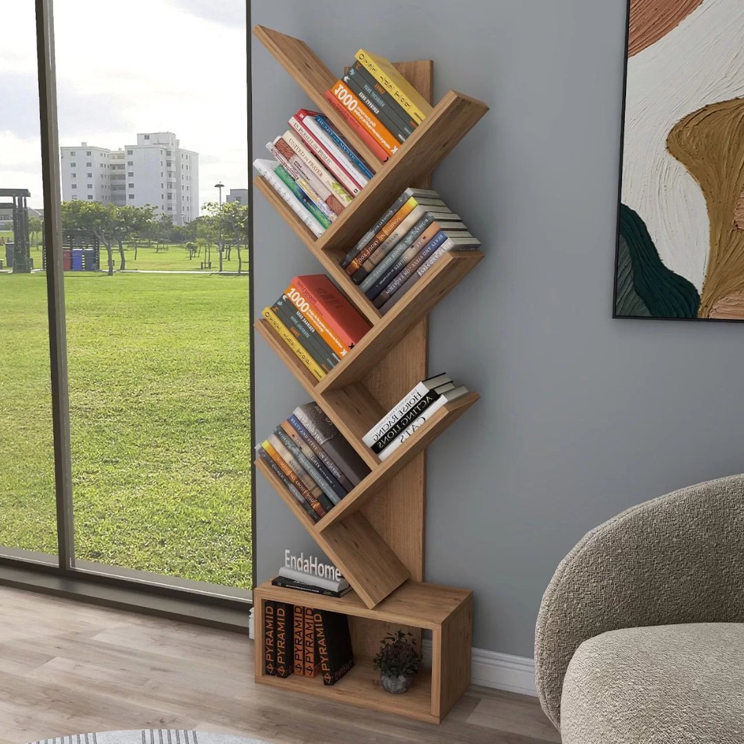 Enda Home Erine 8 Raflı Zikzak Kitaplık Atlantik Çam - Ereyon