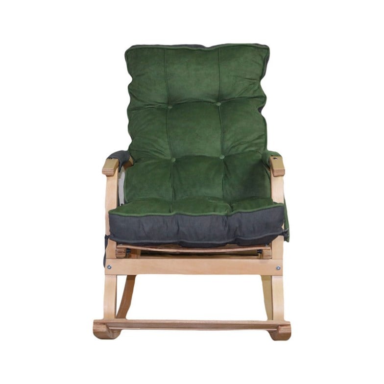 Reyo Home Lidya Lüks Çift Minderli Sallanan Sandalye Tv Koltuğu Gri/Yeşil -  Ereyon