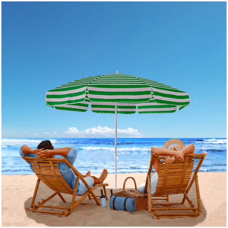 Reyo Quente Lüx Eğilebilir Plaj Şemsiyesi, Balkon Teras Şemsiyesi - Yeşil