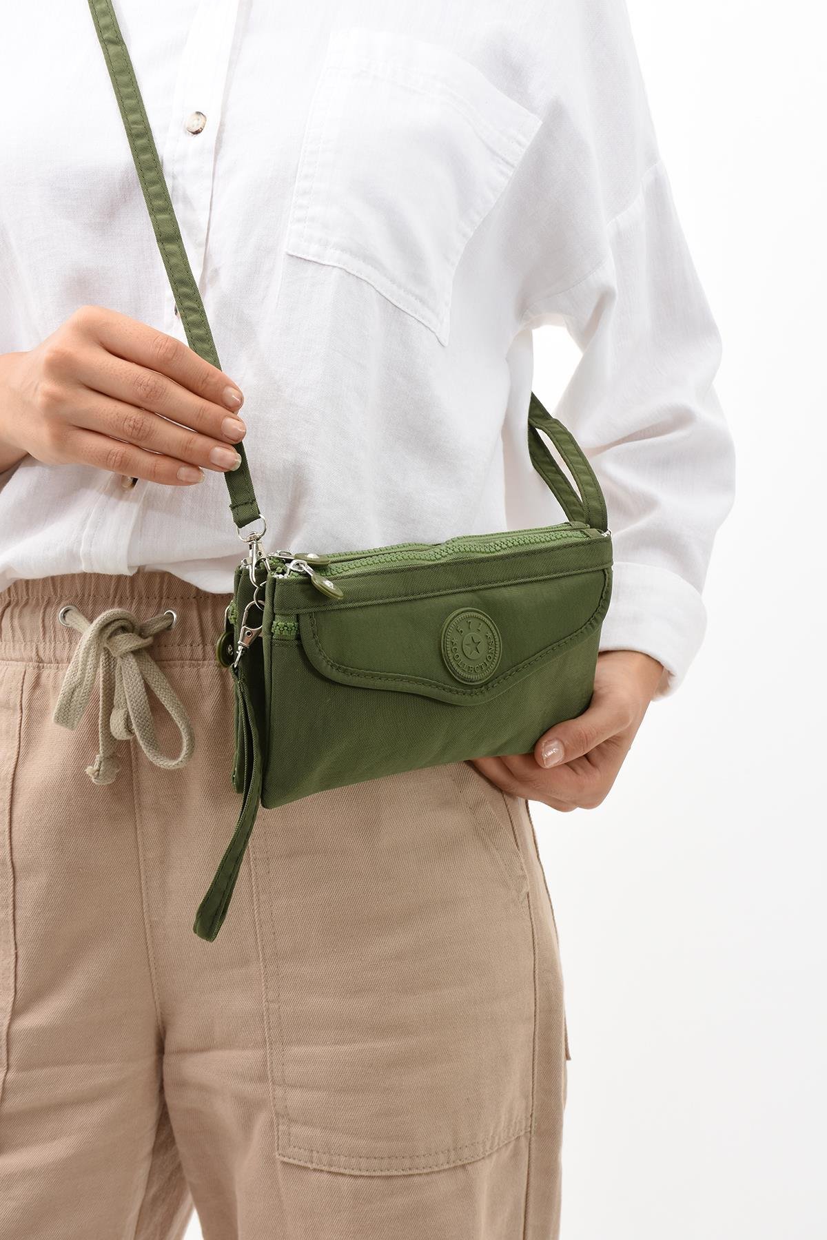 Çapraz Askılı İki Bölmeli Cüzdan Telefonluk Yeşil (Model: 571-15F)