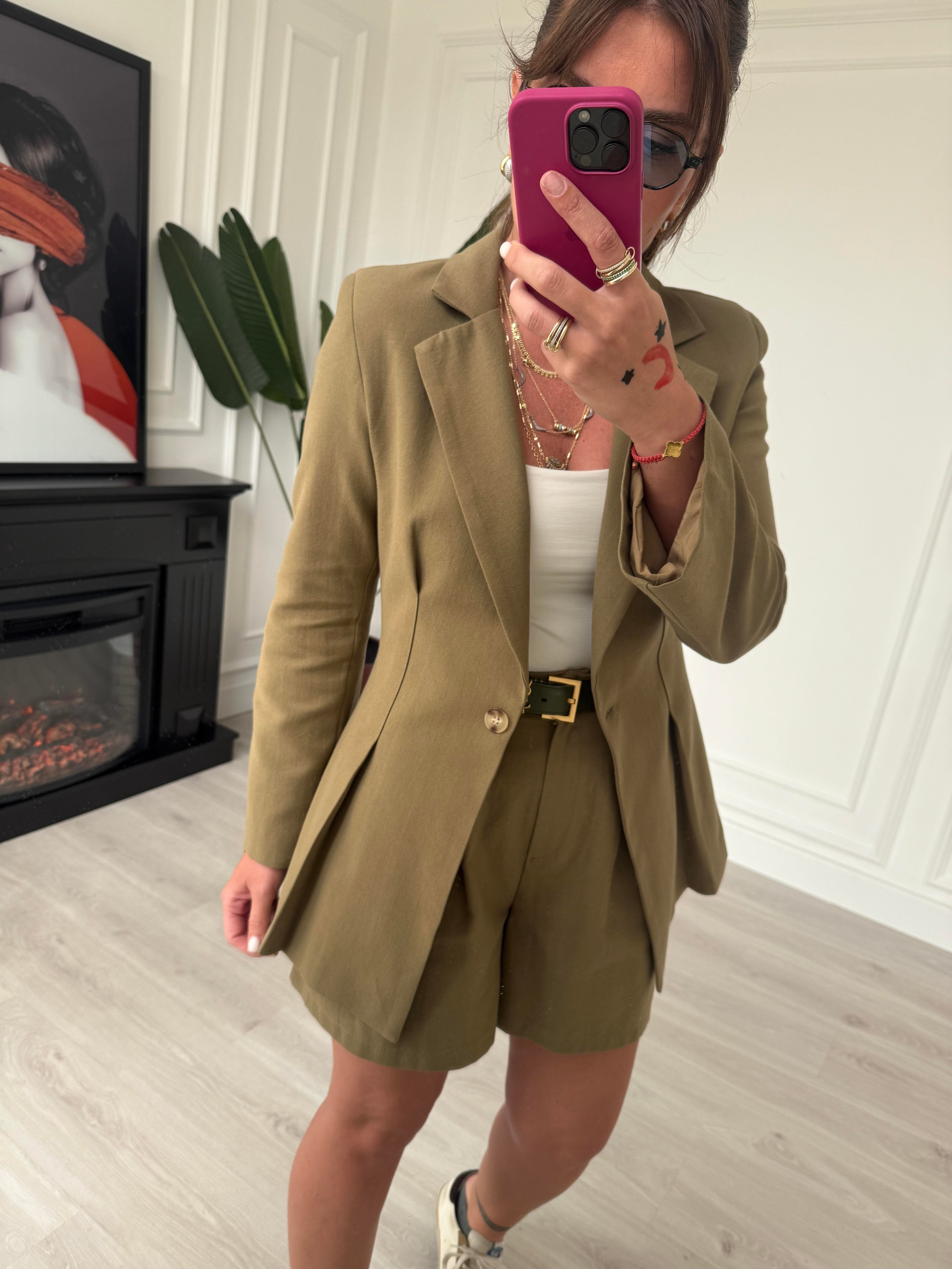 Haki, Premium Blazer & Şortlu Takım