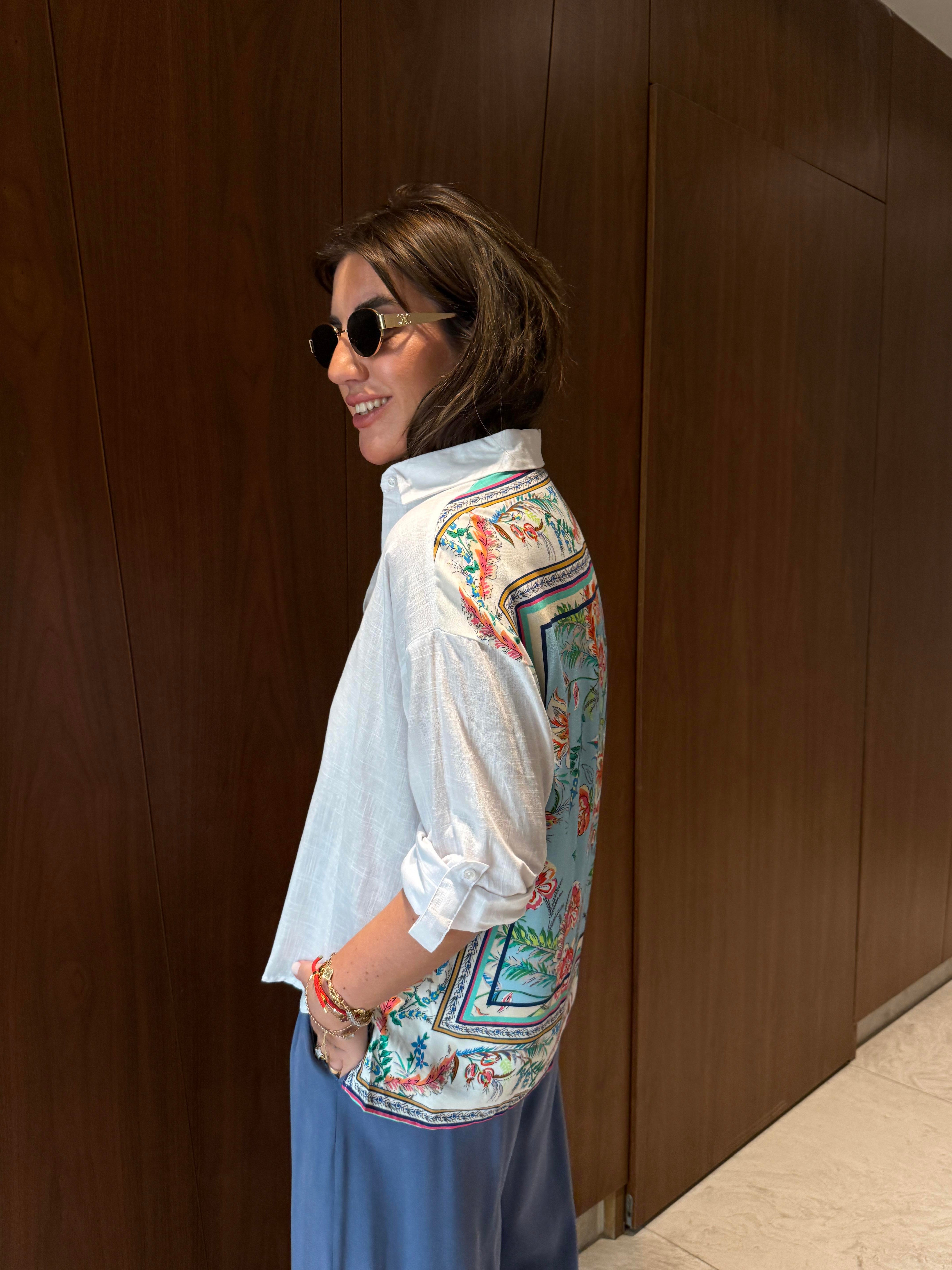 Arkası Tencel , Çiçek Desenli , Poplin Gömlek
