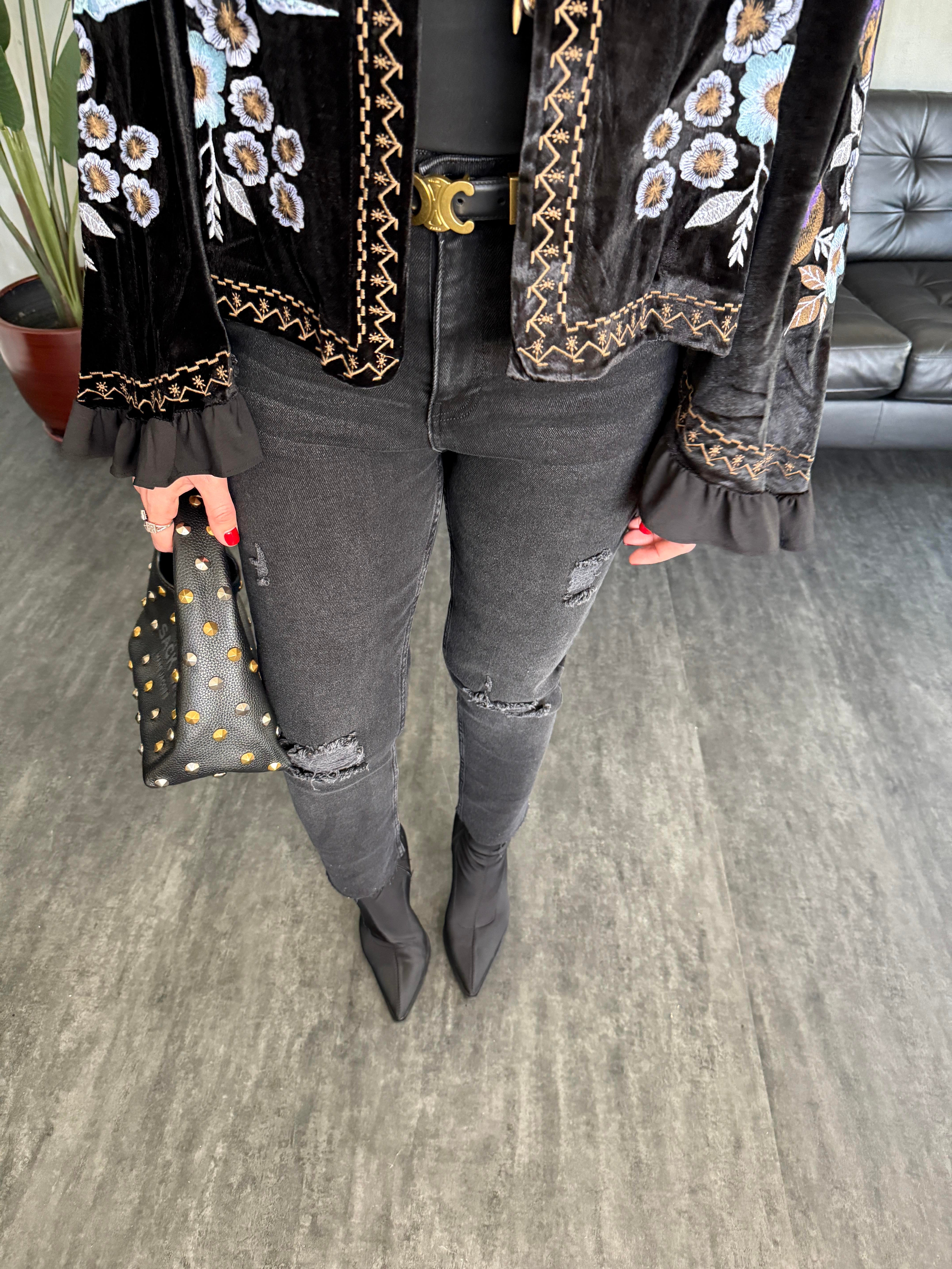 Komple Likralı , Yırtık , Füme Jean