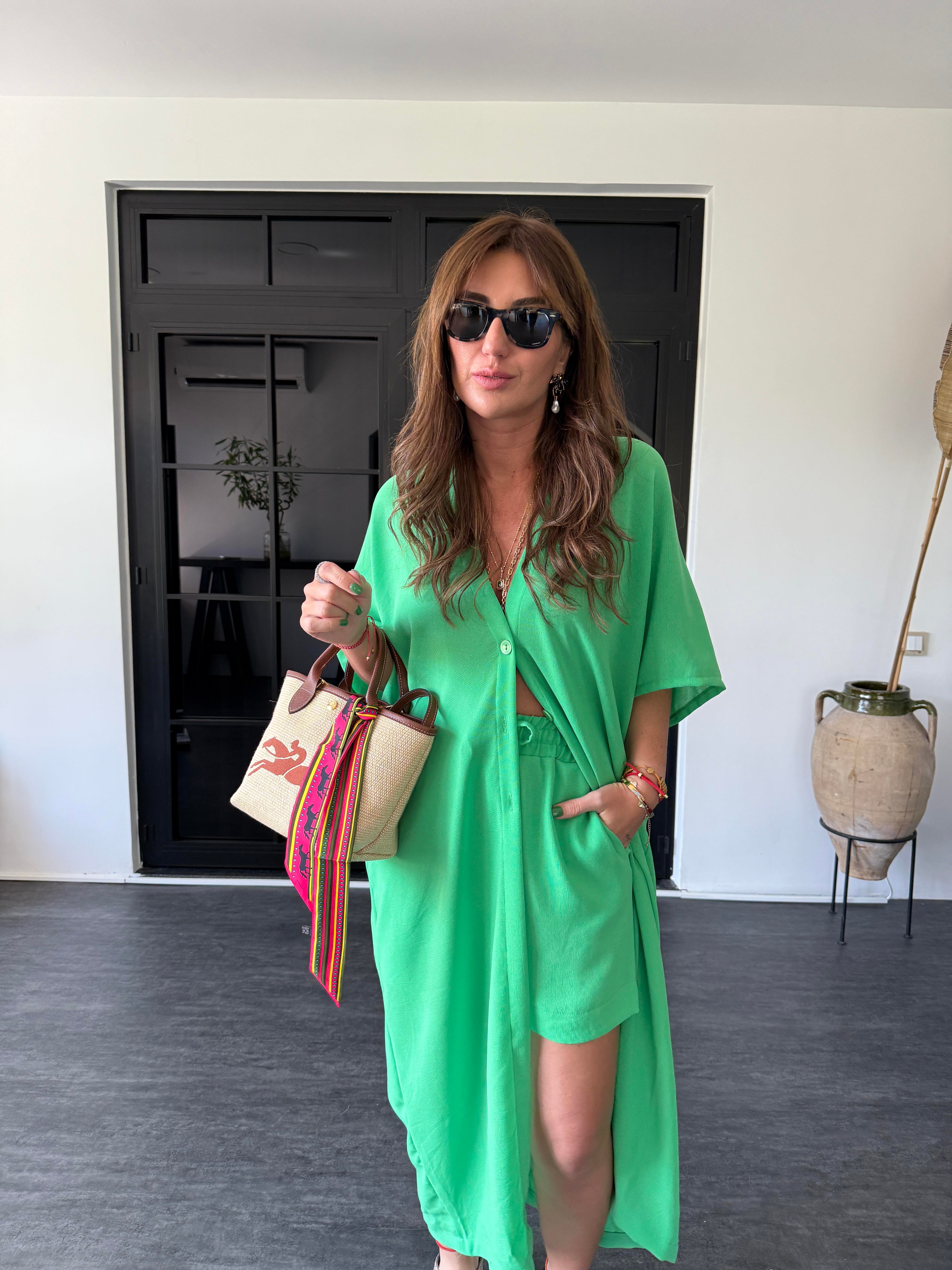 Orijinal Marka , Önden Düğmeli , Yeşil Kimono