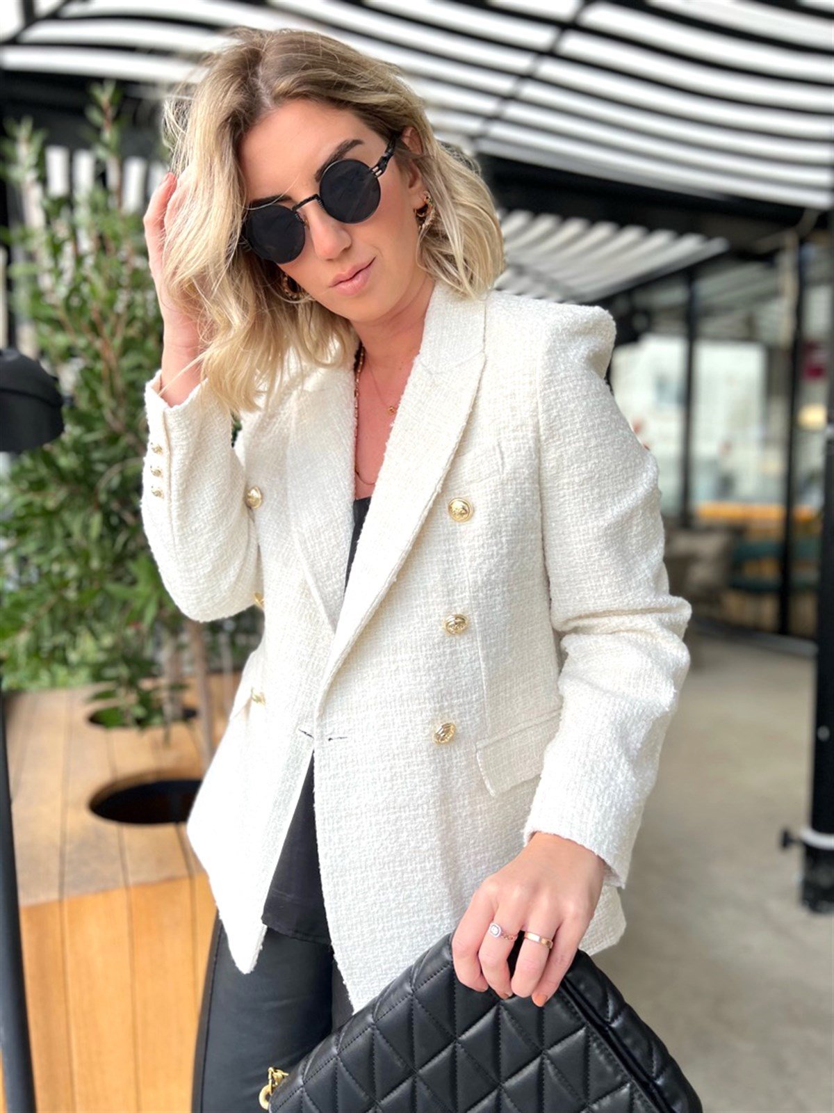 Beyaz Chanel Kumaş Tüvit Ceket | Begüm Mayda Boutique