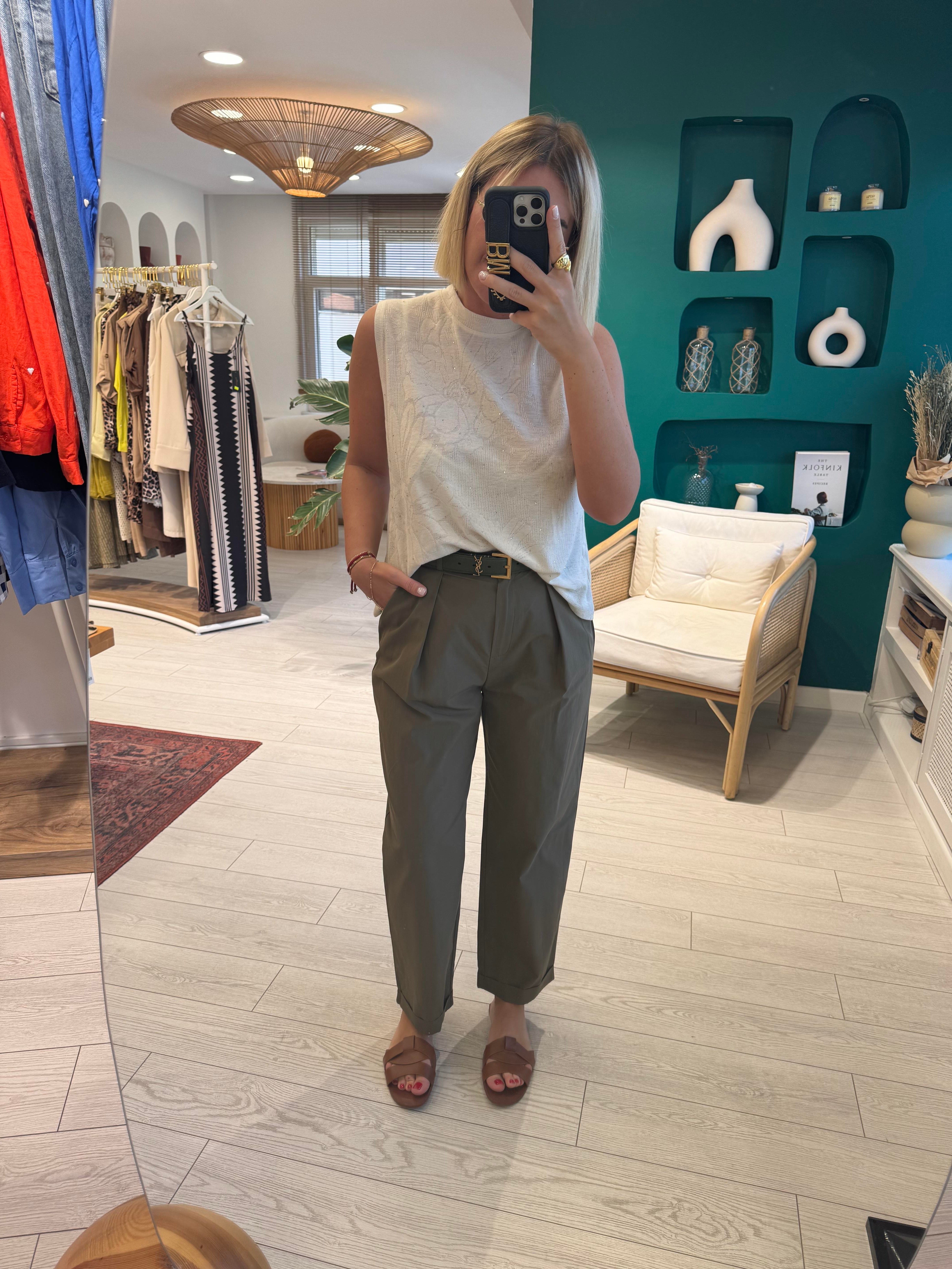 Premium Teknik Kumaş Haki Pantalon