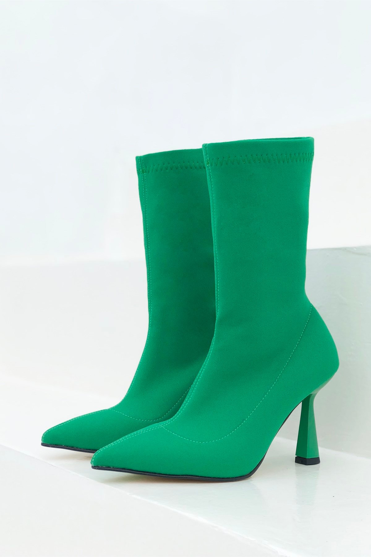 İkonik Topuk Diz Altı Kadın Zara Bot Yeşil Ç-529 Carla Bella | Mybella Shoes