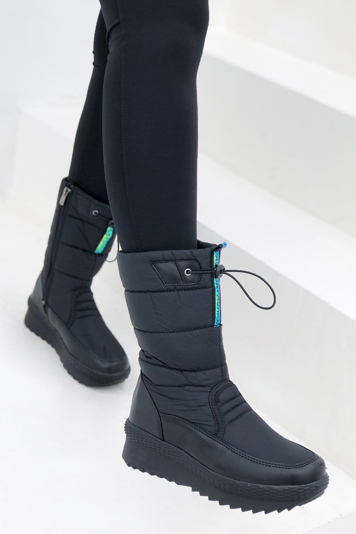 Kadın Yüksek Taban Su İtici Kar Botu Siyah Nova 840 Twingo | Mybella Shoes