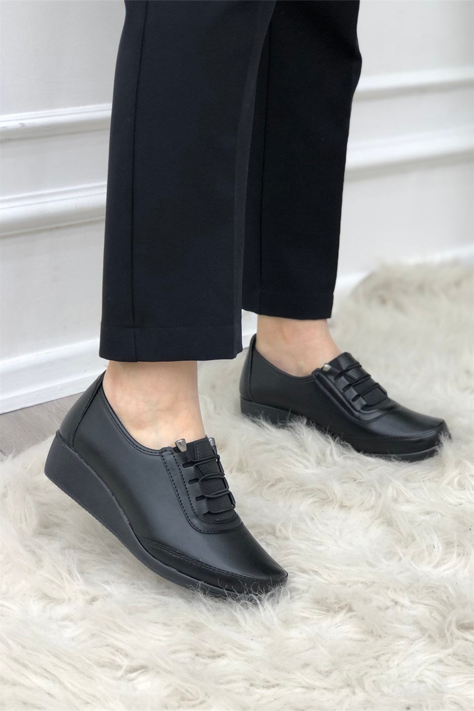 Wanetti Mevsimlik Ortopedik Confort Termo Kadın Ayakkabı Siyah 310-1 |  Mybella Shoes