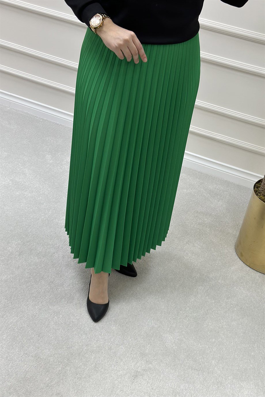 Piliseli Kadın Benetton Yeşili Etek 1426 - Elören Giyim